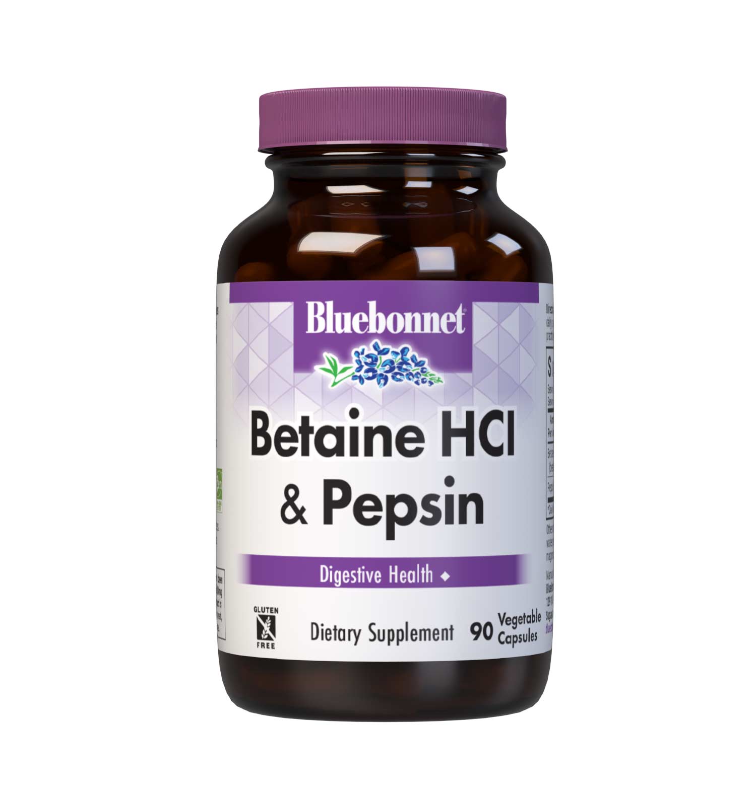 Bluebonnet’s Betaine HCl Plus Pepsin 90 Vegetable Capsules are formulated with a special combination of betaine hydrochloride and pepsin, a digestive enzyme. #size_90 count