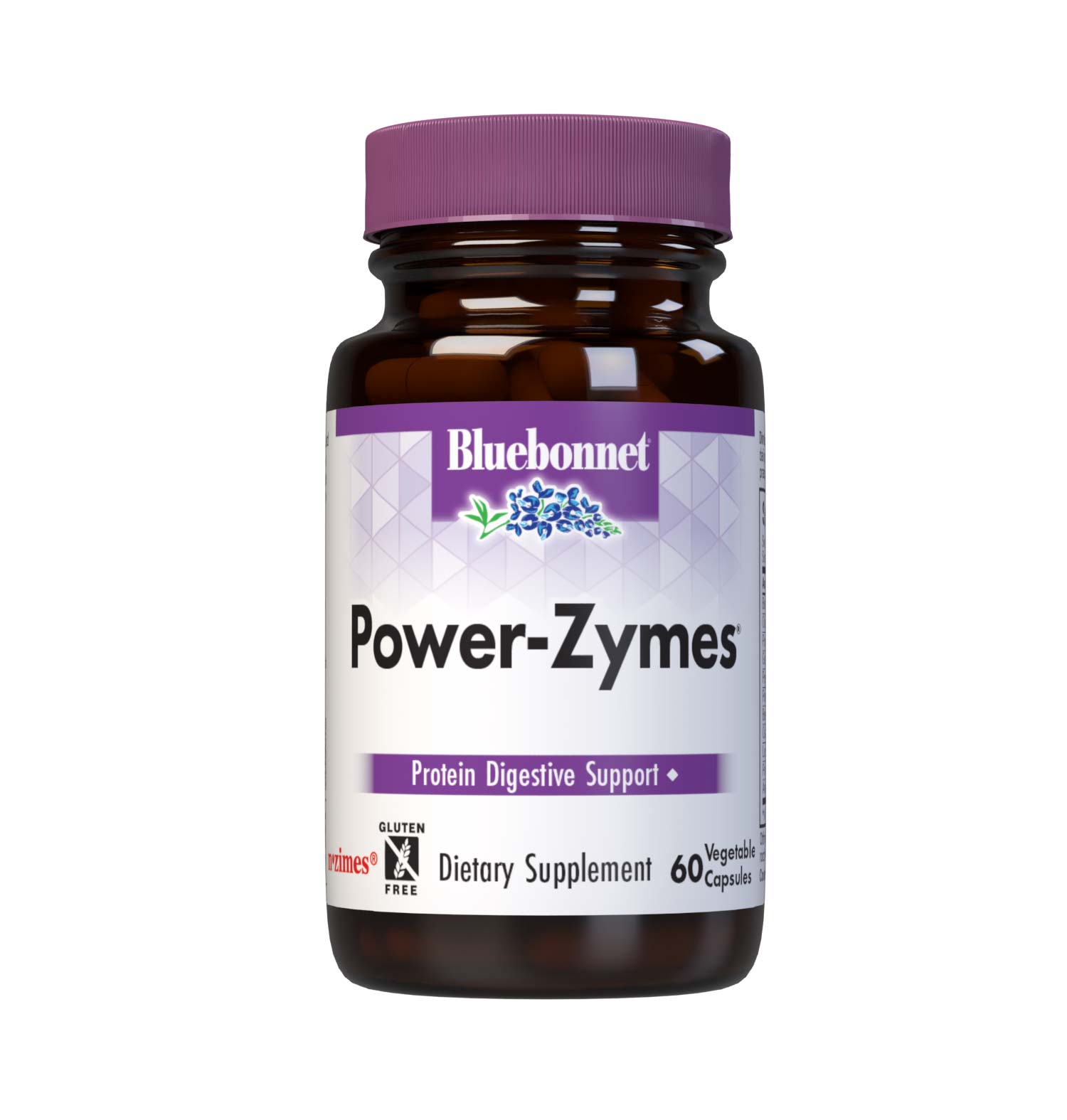 Bluebonnet’s Power-Zymes 60 Vegetable Capsules are formulated with digestive enzymes to help break down of a diet high in protein with some carbohydrates and fats. Each capsule also delivers ginger and peppermint to help soothe digestion. #size_60 count