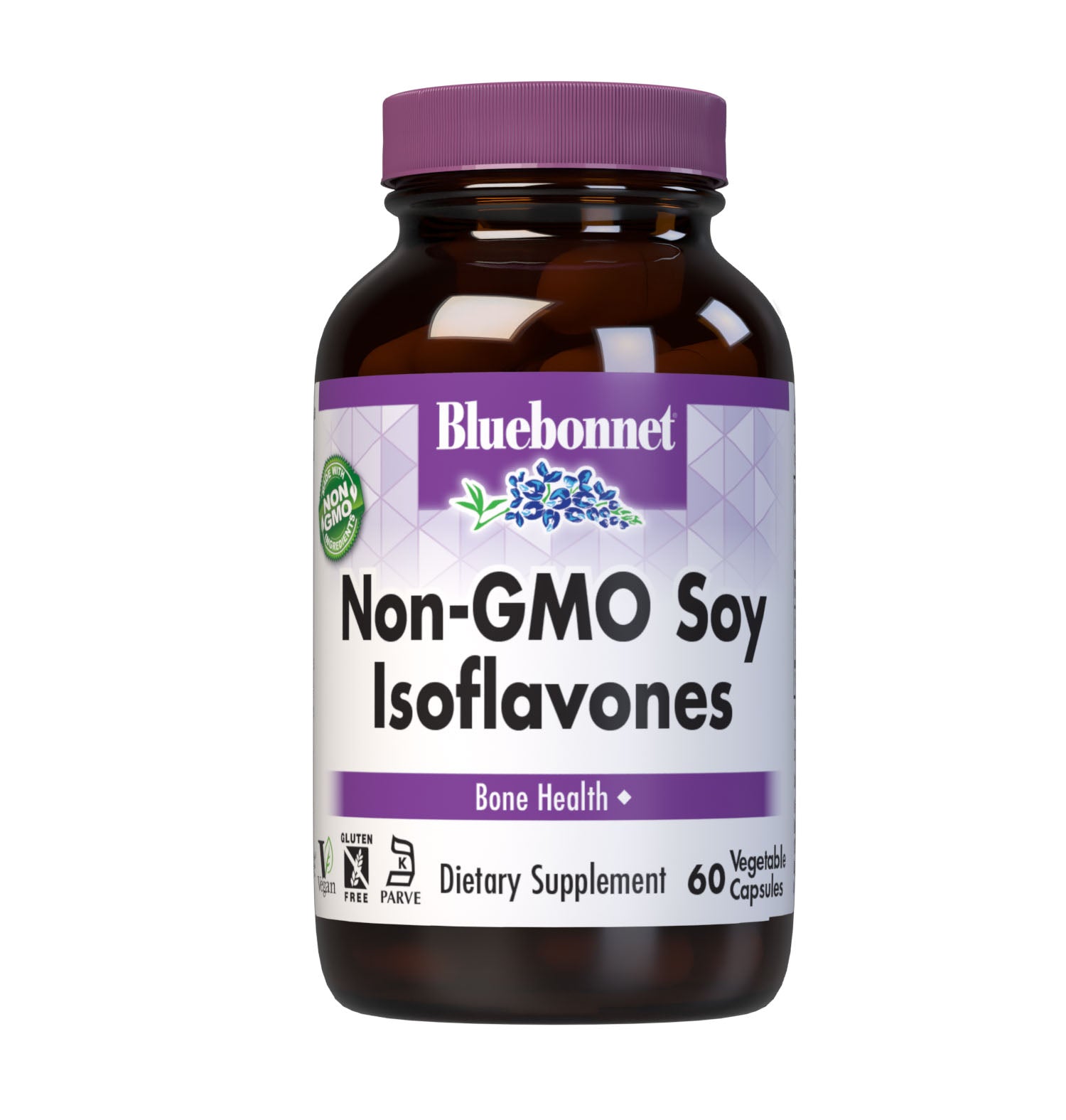 Bluebonnet’s Non-GMO Soy Isoflavones 60 Vegetable capsules contain isoflavones from non-GMO soybeans. This unique phytoestrogen formula supplies a concentrated source of genistein, daidzein and glycitein.  #size_60 count