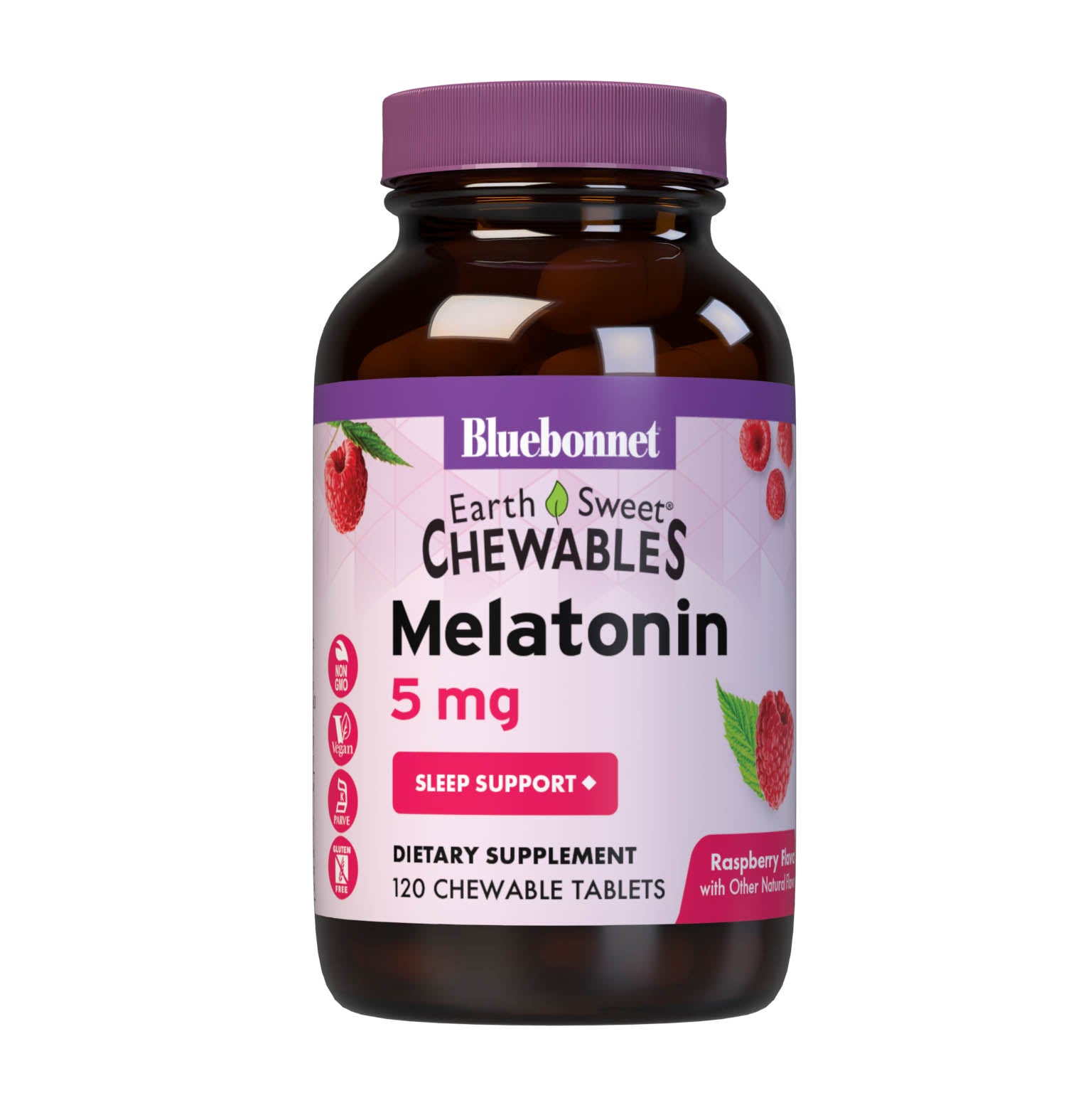 Bluebonnet’s EarthSweet Chewables Melatonin 5 mg 120 Tablets help minimize occasional sleeplessness for those affected by disturbed sleep/wake cycles, such as those traveling across multiple time zones. This product is sweetened with EarthSweet, a proprietary mix of fruit powders and sugar cane crystals. #size_120 count