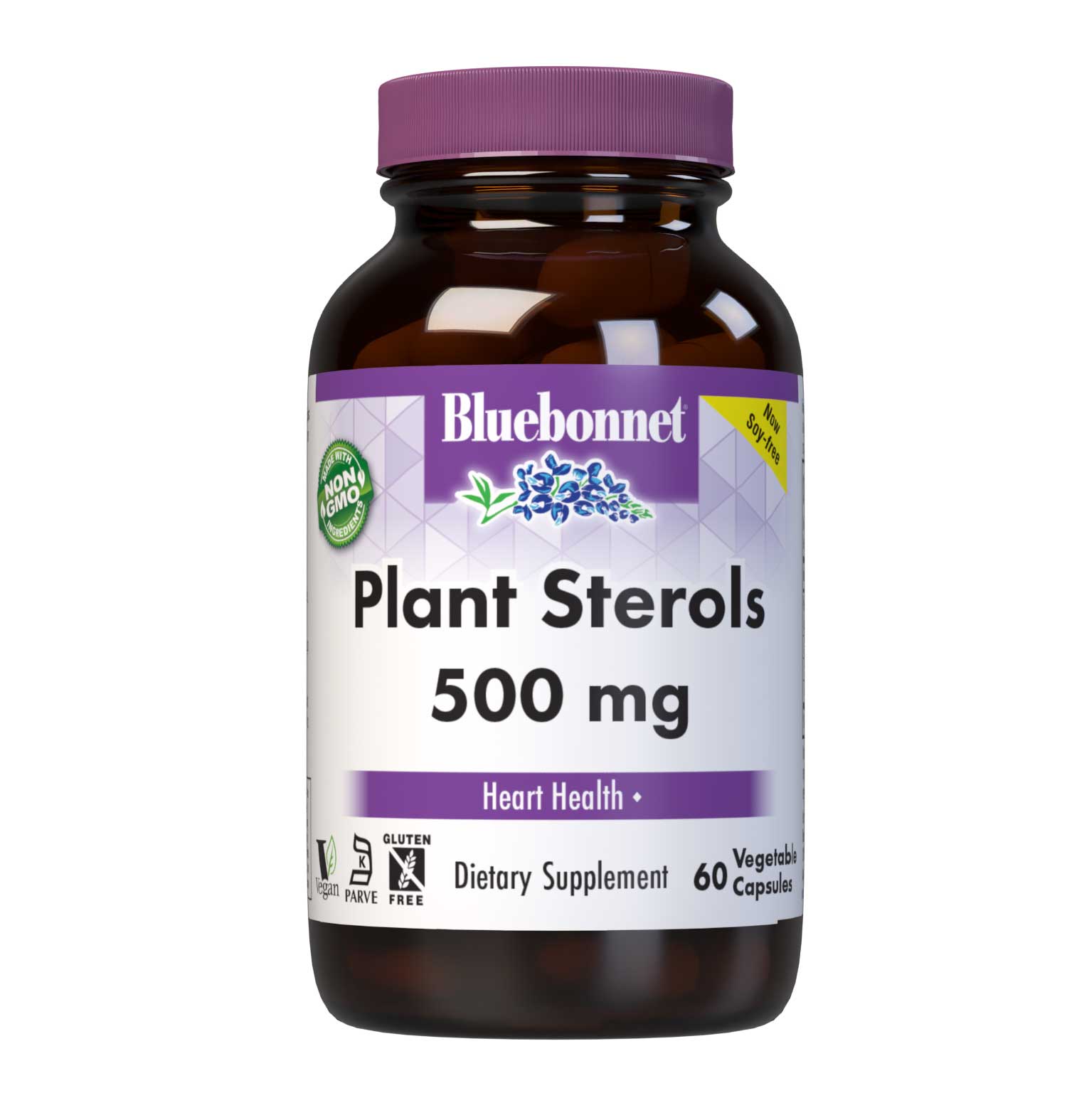 Bluebonnet’s Plant Sterols 500 mg 60 Vegetable Capsules are formulated with non-GMO plant sterols from sunflower oil to help limit cholesterol absorption, helping to support cholesterol levels already within the normal range. #size_60 count