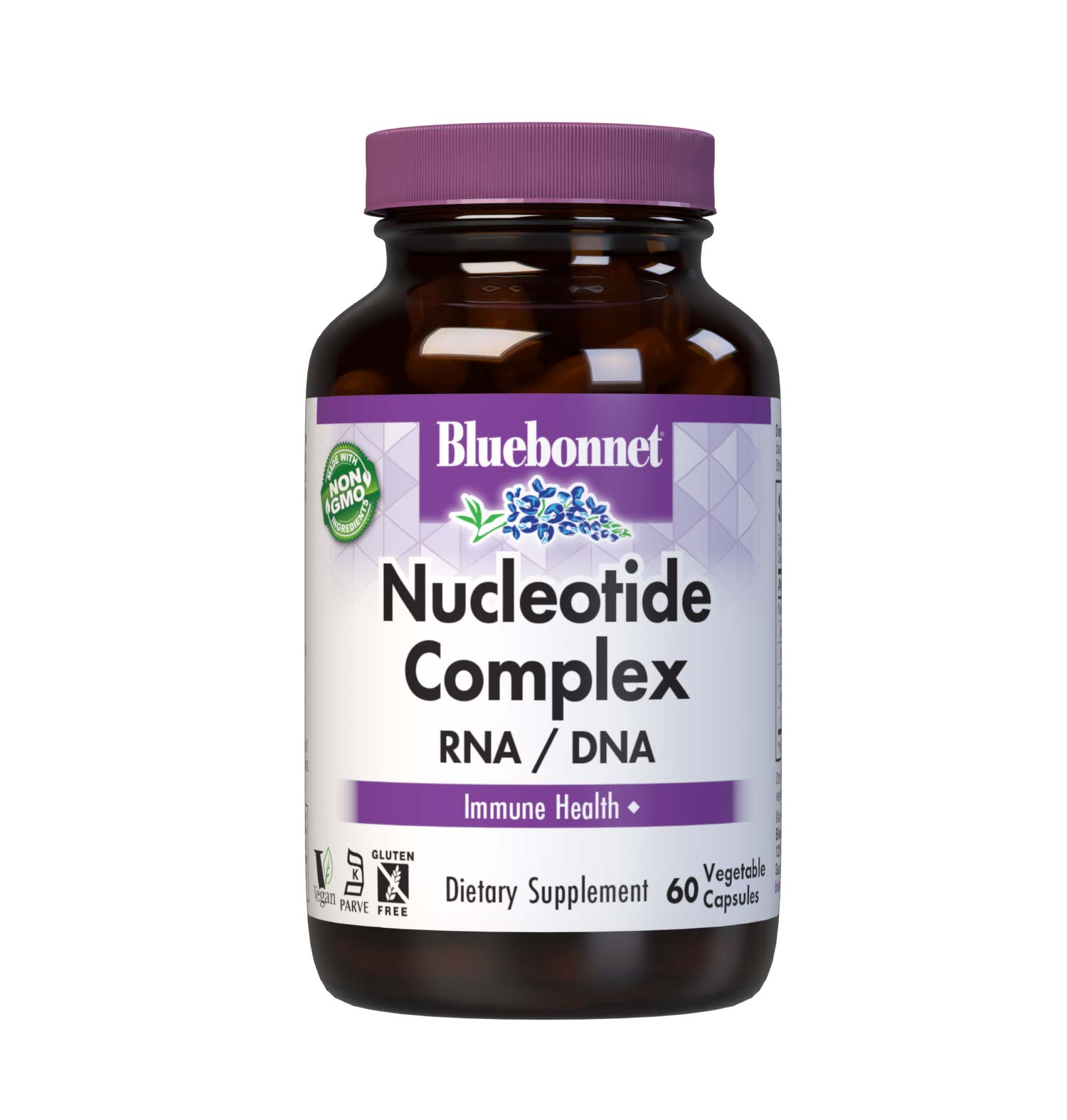 Bluebonnet’s Nucleotide Complex 500 mg Capsules contain a complete array of nucleotides, including adenosine, cytidine, guanosine and uridine, which are the necessary basic building blocks of RNA, DNA and ATP - the energy molecule. This nucleotide complex is carefully derived from torula yeast and helps support immune function. #size_60 count