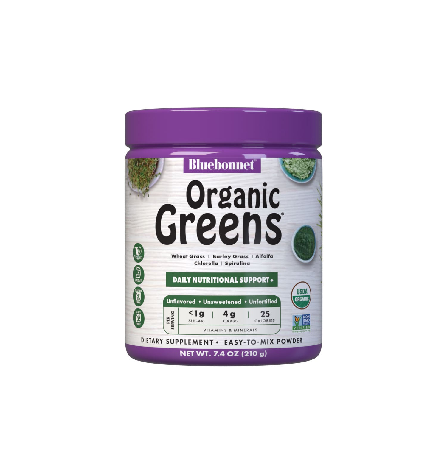 Bluebonnet’s OrganicGreens are the perfect addition to any healthy diet, providing the opportunity to meet the recommended five servings per day of fruits and vegetables in one delicious scoop. #size_7.4 oz