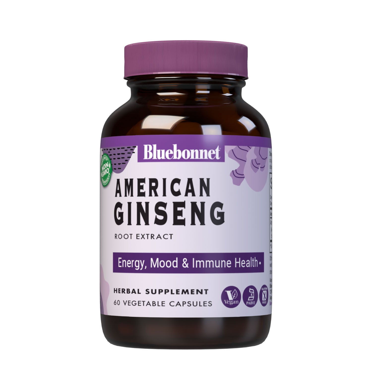 Bluebonnet’s Standardized American Ginseng Root Extract 60 Vegetable Capsules provide a standardized extract of ginsenosides, the most researched active constituents found in American ginseng root. A clean and gentle water-based extraction method is employed to capture and preserve American ginseng’s most valuable components. #size_60 count