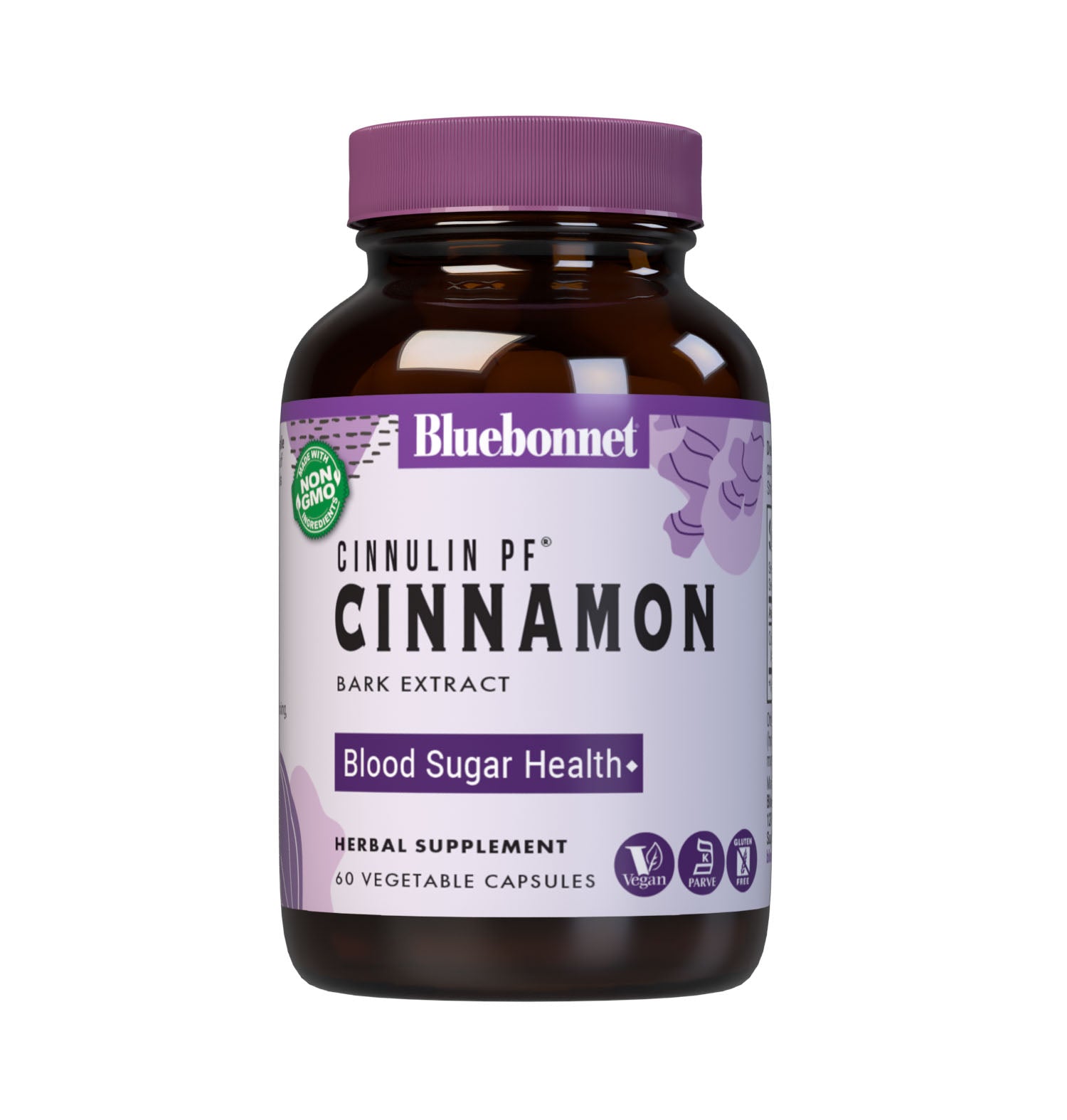 Bluebonnet’s Cinnulin PF Cinnamon Bark Extract 60 Vegetable Capsules contain a water-soluble extract that is carefully produced by a clean and gentle water-based extraction method is employed to capture and preserve cinnamon’s most valuable components while eliminating toxic compounds typically found in whole cinnamon and fat-soluble cinnamon extracts. Cinnamon may help to support healthy blood sugar levels already within normal range.  #size_60 count