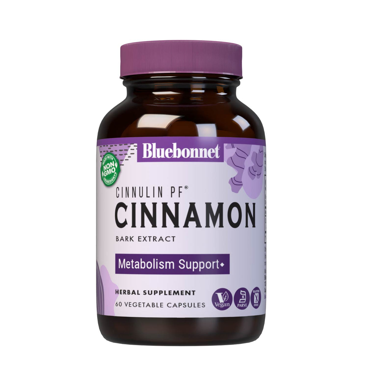 Bluebonnet’s Cinnulin PF Cinnamon Bark Extract 60 Vegetable Capsules contain a water-soluble extract that is carefully produced by a clean and gentle water-based extraction method is employed to capture and preserve cinnamon’s most valuable components while eliminating toxic compounds typically found in whole cinnamon and fat-soluble cinnamon extracts. Cinnamon may help to support healthy blood sugar levels already within normal range. #size_60 count