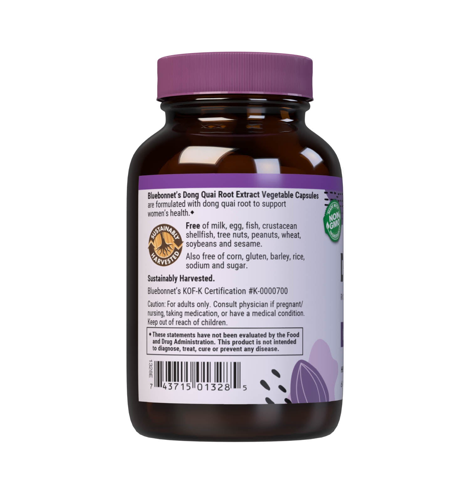 Bluebonnet’s Dong Quai Root Extract 60 Vegetable Capsules contain a full spectrum extract of dong quai root that is carefully produced by a clean and gentle water-based extraction method to capture and preserve dong quai’s most valuable components. Description panel. #size_60 count