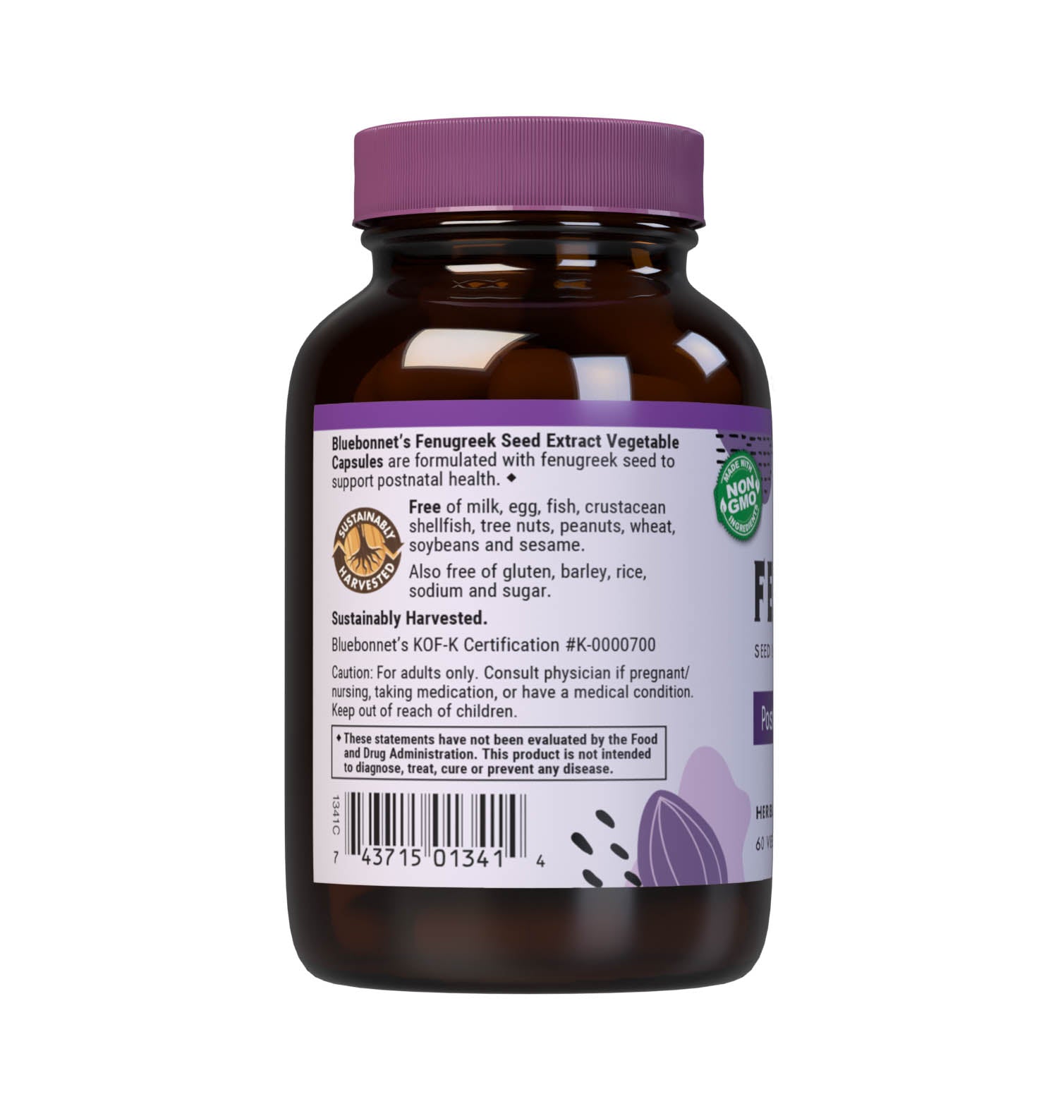 Bluebonnet’s Fenugreek Seed Extract 60 Vegetable Capsules provide a standardized extract of total saponins, the most researched active constituents found in fenugreek. A clean and gentle water-based extraction method is employed to capture and preserve fenugreek’s most valuable components. Description panel. #size_60 count