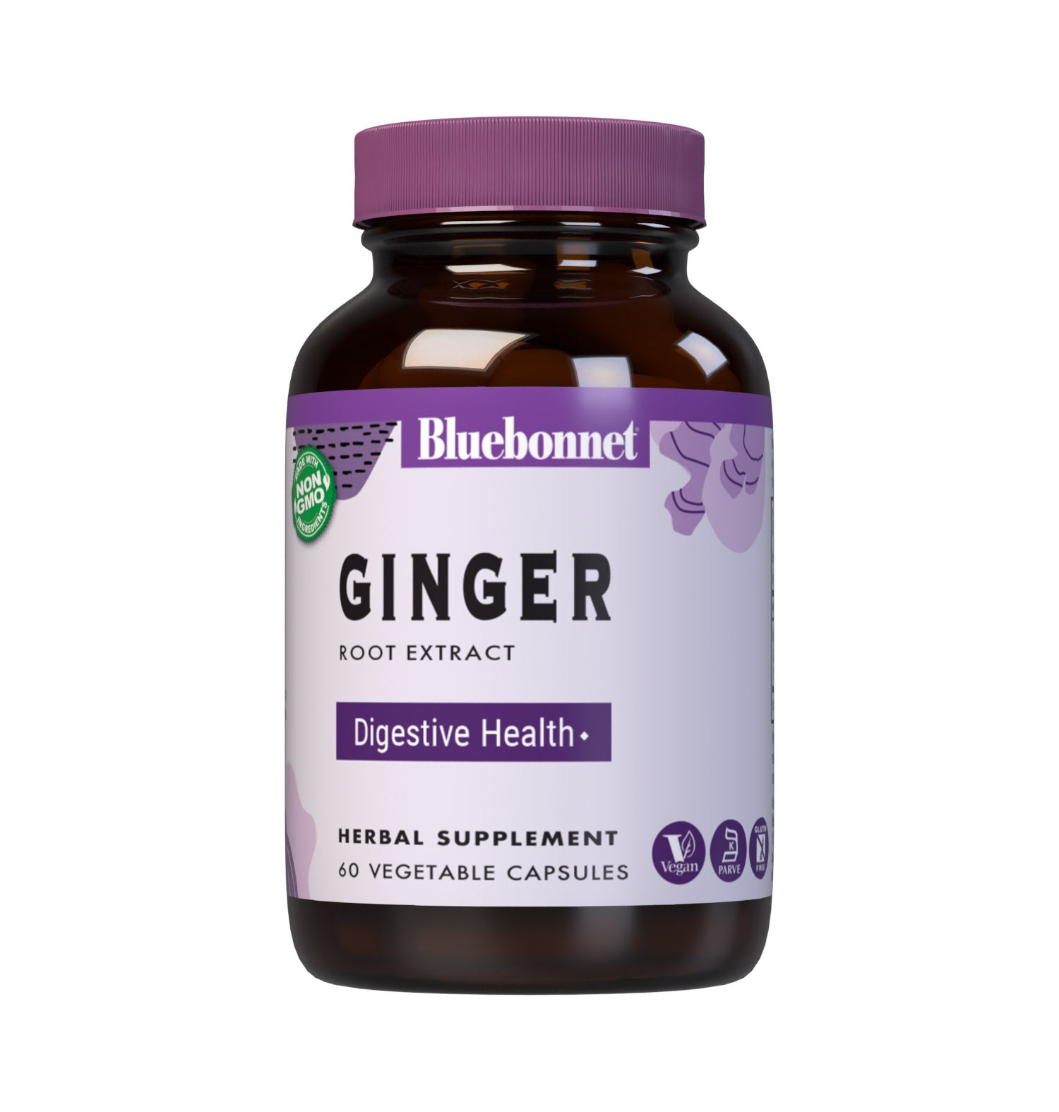 Bluebonnet’s Ginger Root Extract 60 Vegetable Capsules contain a standardized extract of gingerols and shogaols, the most researched active constituents found in ginger. A clean and gentle water-based extraction method is employed to capture and preserve ginger’s most valuable components. #size_60 count