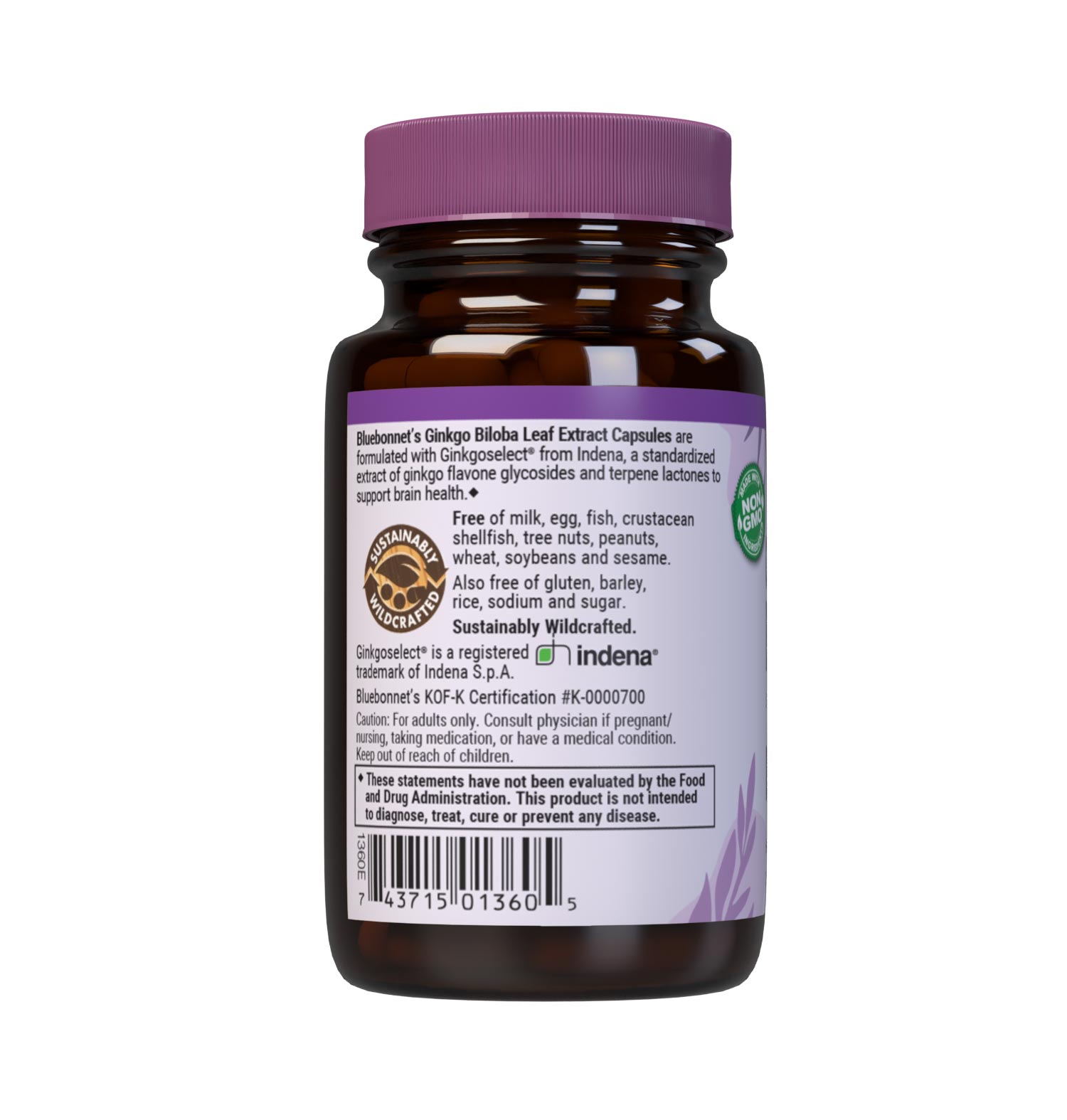 Bluebonnet’s Ginkgo Biloba Leaf Extract 30 Vegetable Capsules contain Ginkgoselect from Indena, a standardized extract of ginkgo flavoglycosides and terpene lactones, the most researched active constituents found in ginkgo biloba which may help support brain health and focus. A clean and gentle water-based extraction method is employed to capture and preserve ginkgo biloba’s most valuable components. Description panel. #size_30 count