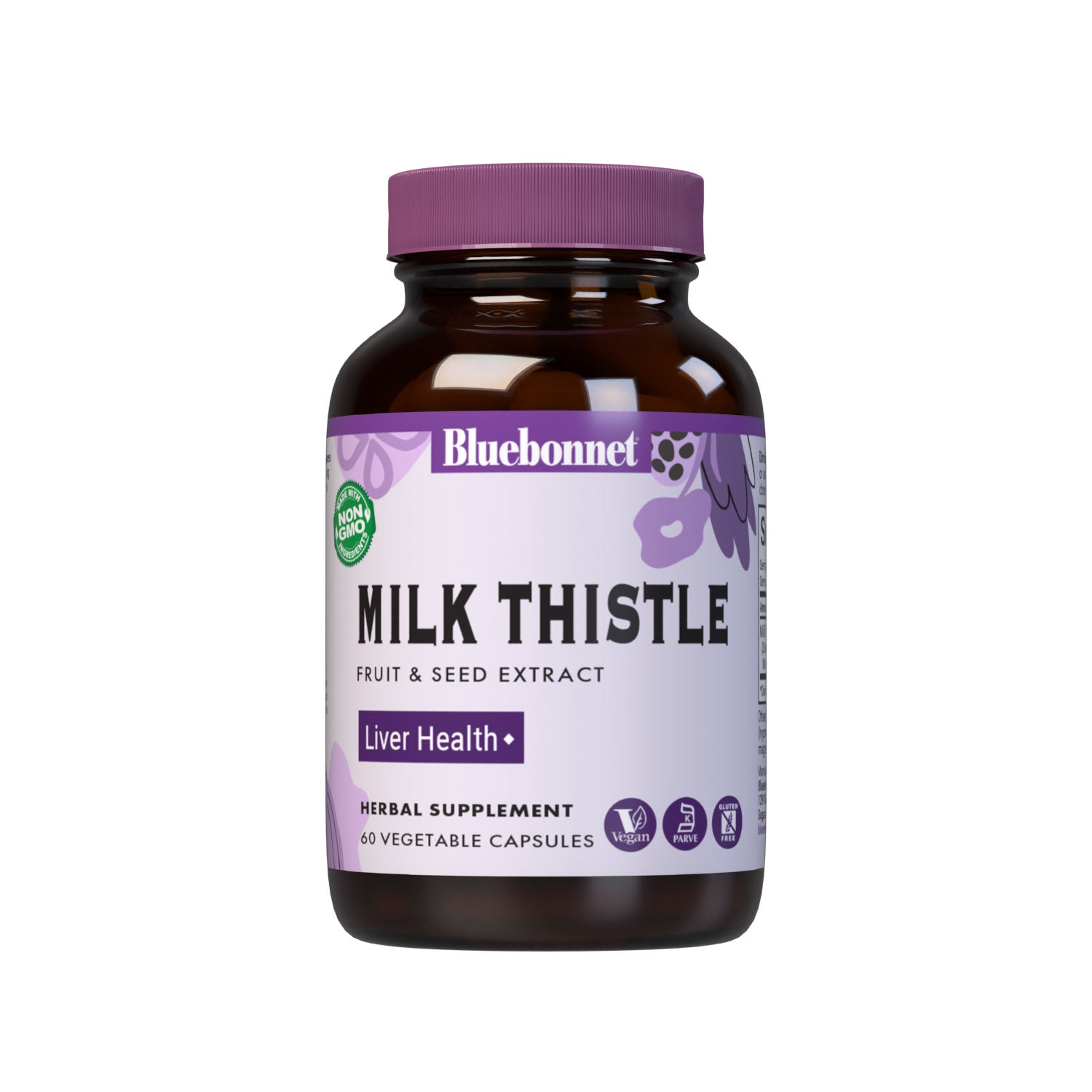 Bluebonnet’s Milk Thistle Fruit & Seed Extract 60 Vegetable Capsules contain a standardized extract from Indena of total flavonoids [including silymarins], the most researched active constituents found in milk thistle. A clean and gentle water-based extraction method is employed to capture and preserve milk thistle’s most valuable components. #size_60 count