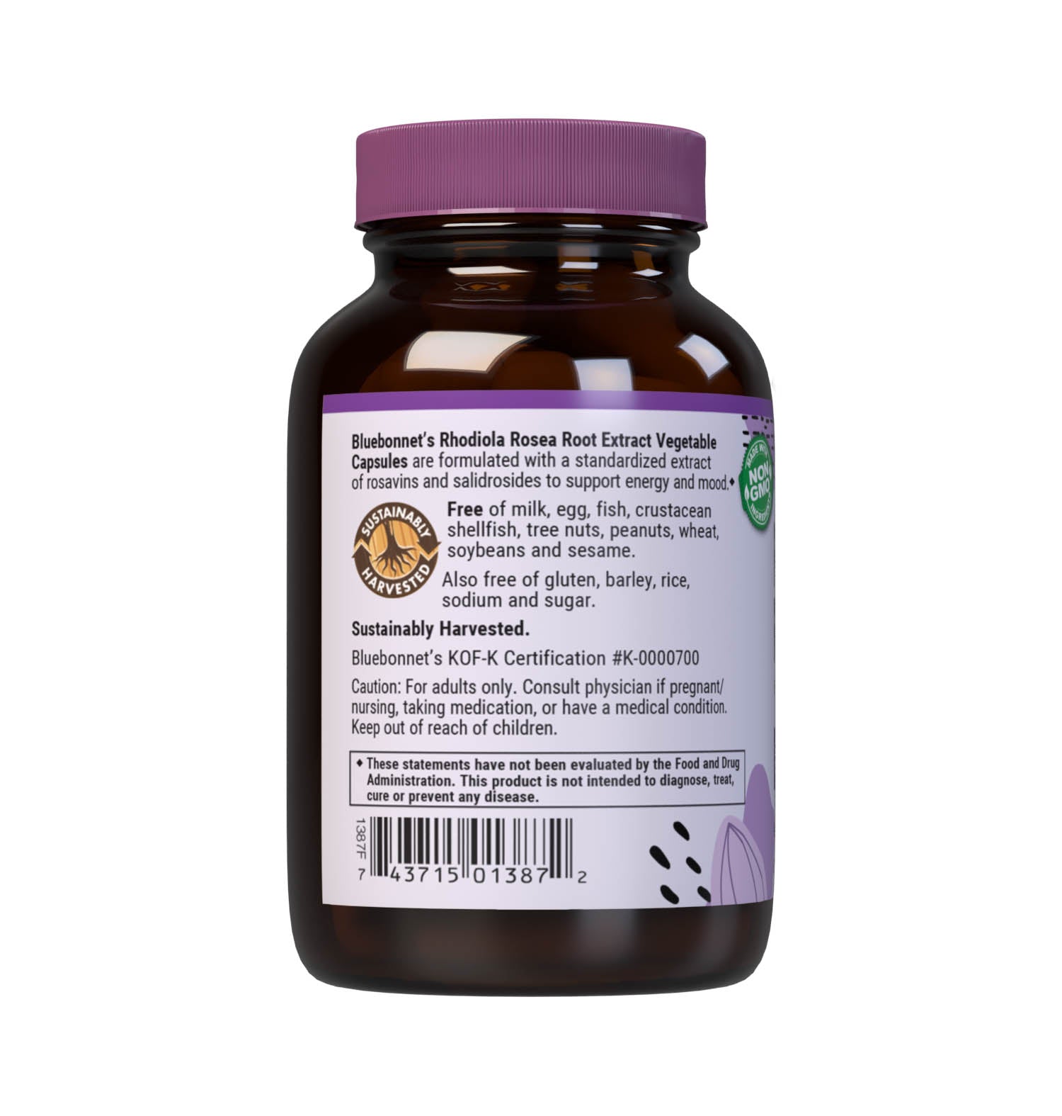 Bluebonnet’s Rhodiola Rosea Root Extract 60 Vegetable Capsules are formulated with a standardized extract of rosavins and salidrosides, the most researched active constituents found in rhodiola rosea. Rhodiola may help support emotional, physical, and mental wellbeing. A clean and gentle water-based extraction method is employed to capture and preserve rhodiola rosea’s most valuable components. Description panel. #size_60 count