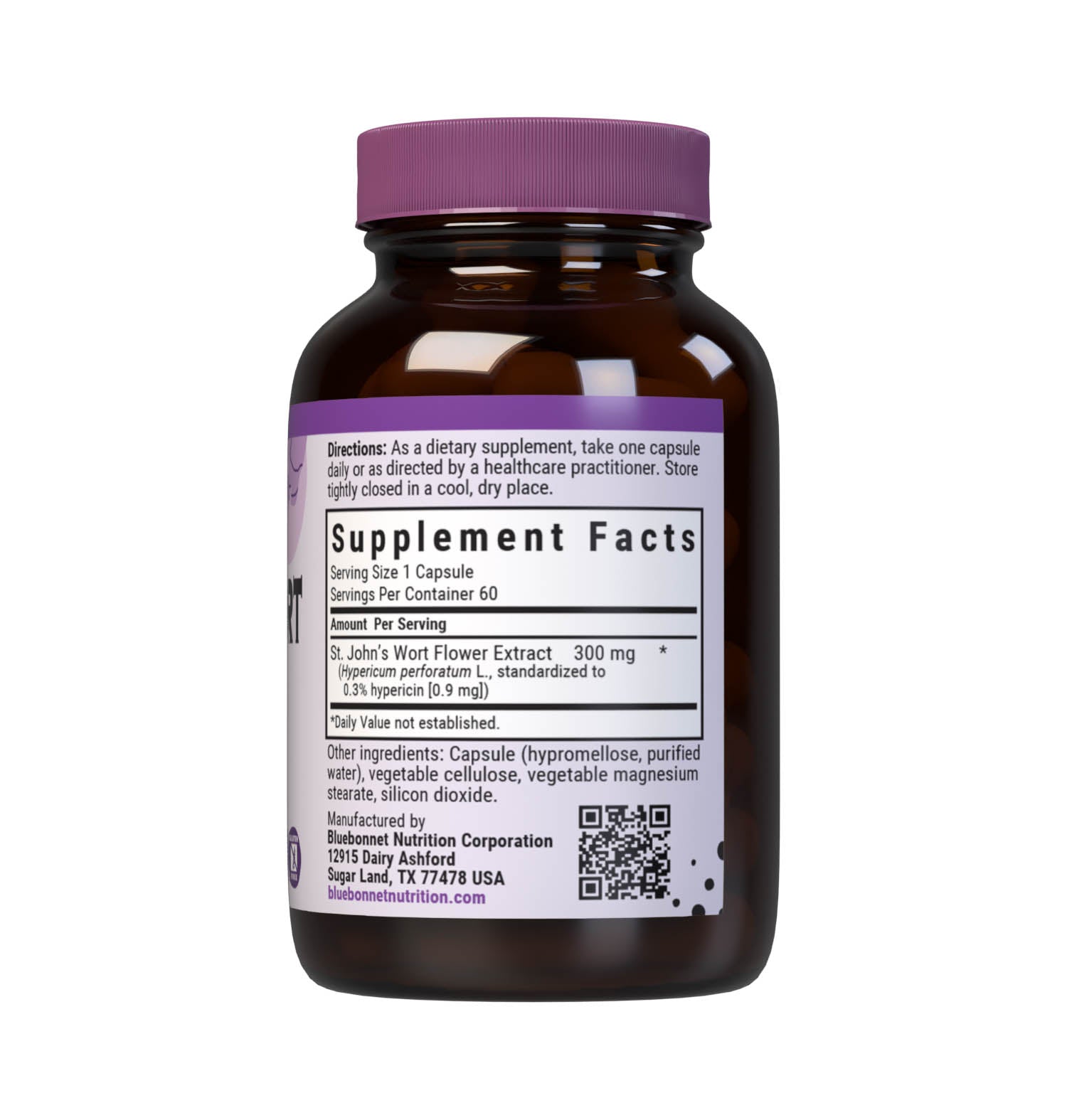 Bluebonnet’s St. John’s Wort Flower Extract 60 Vegetable Capsules provide a standardized extract of hypericin, the most researched active constituent found in St. John’s Wort. A clean and gentle water-based extraction method is employed to capture and preserve St. John’s Wort’s most valuable components. Supplement facts panel. #size_60 count