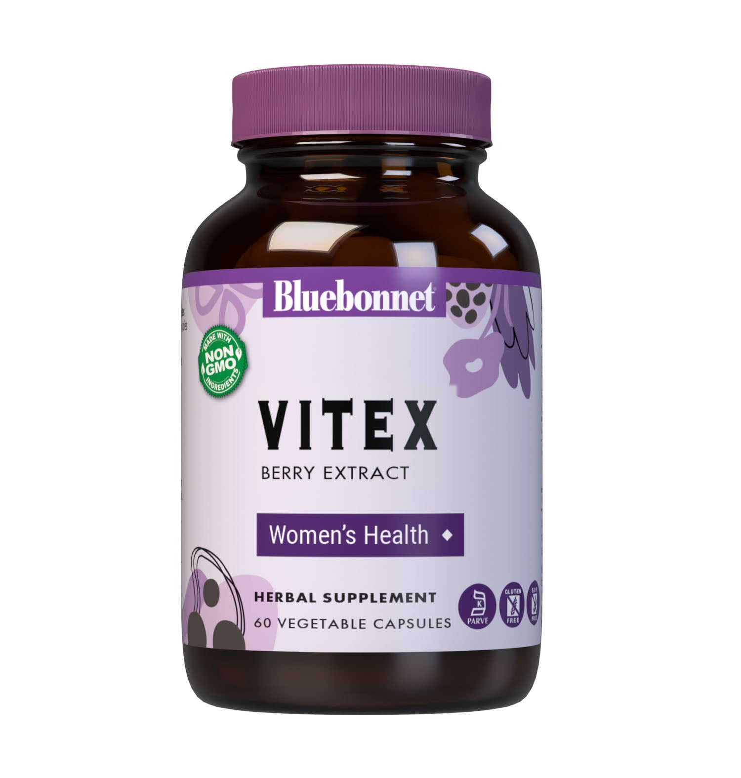 Bluebonnet’s Vitex Berry Extract 60 Vegetable Capsules contain a standardized extract of agnusides, the most researched active constituents found in vitex, which may support women's health. A clean and gentle water-based extraction method is employed to capture and preserve vitex’s most valuable components. #size_60 count