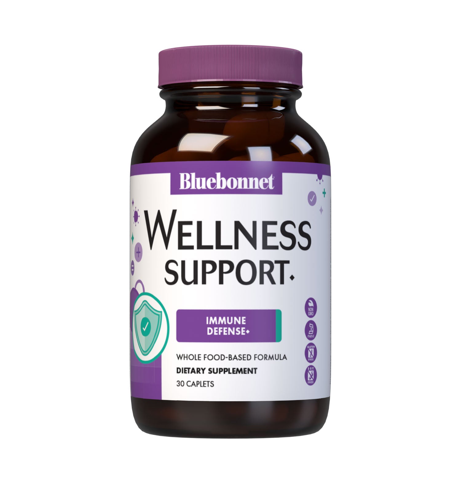 Bluebonnet’s Targeted Choice Wellness Support 30 Caplets are formulated with a complementary combination of non-GMO nutrients and sustainably sourced herbal extracts, such as vitamins A, C & D3, NAC, quercetin, zinc, andrographis, astragalus, elderberry, odor-less garlic, olive leaf, stinging nettle and turmeric. #size_30 count