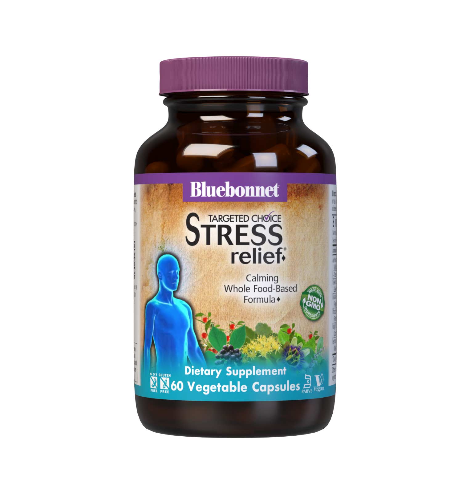 Bluebonnet’s Targeted Choice Stress Relief 60 Vegetable Capsules are specially formulated with a unique blend of sustainably harvested or wildcrafted herbal extracts, along with the amino acid derivative, L-theanine, to help the body and mind adapt and cope with occasional stressors while promoting an overall sense of relaxation. #size_60 count