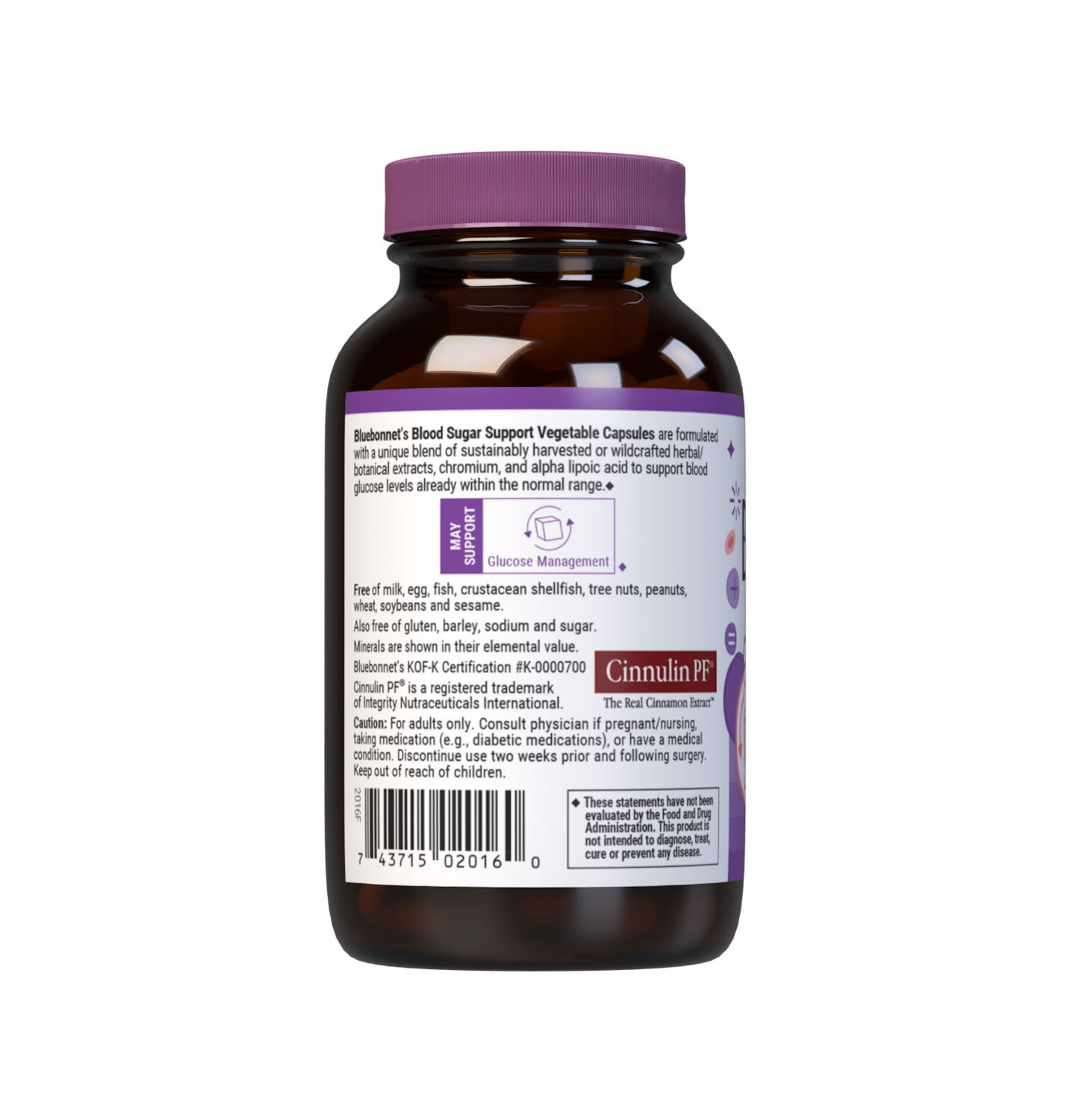 Bluebonnet’s Targeted Choice Blood Sugar Support 60 Vegetable Capsules are specially formulated with a unique blend of sustainably harvested or wildcrafted herbal/botanical extracts, chelated chromium, plus alpha lipoic acid to help maintain healthy blood glucose levels already within the normal range. Description panel. #size_60 count