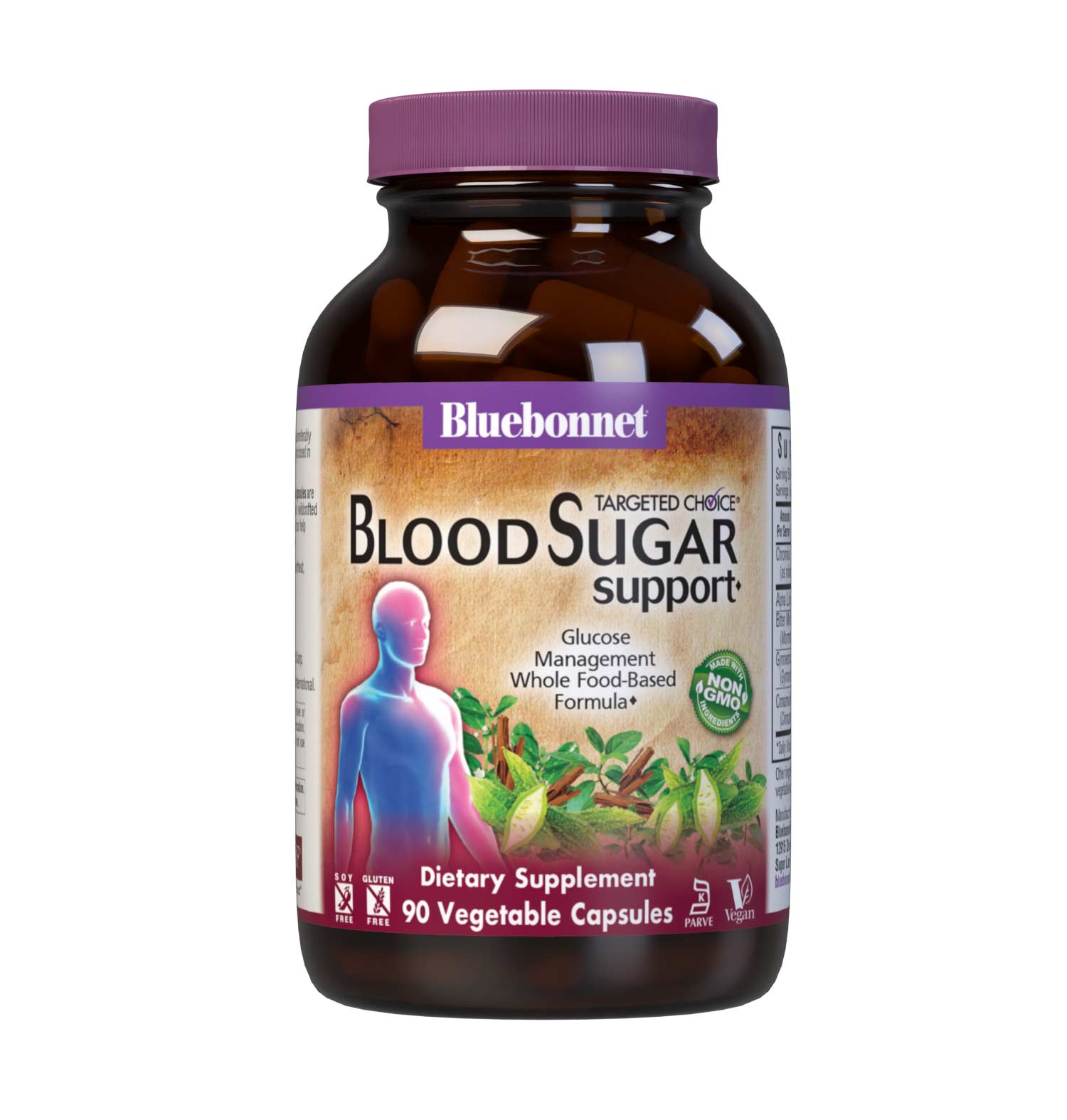 Bluebonnet’s Targeted Choice Blood Sugar Support 90 Vegetable Capsules are specially formulated with a unique blend of sustainably harvested or wildcrafted herbal/botanical extracts, chelated chromium, plus alpha lipoic acid to help maintain healthy blood glucose levels already within the normal range. #size_90 count