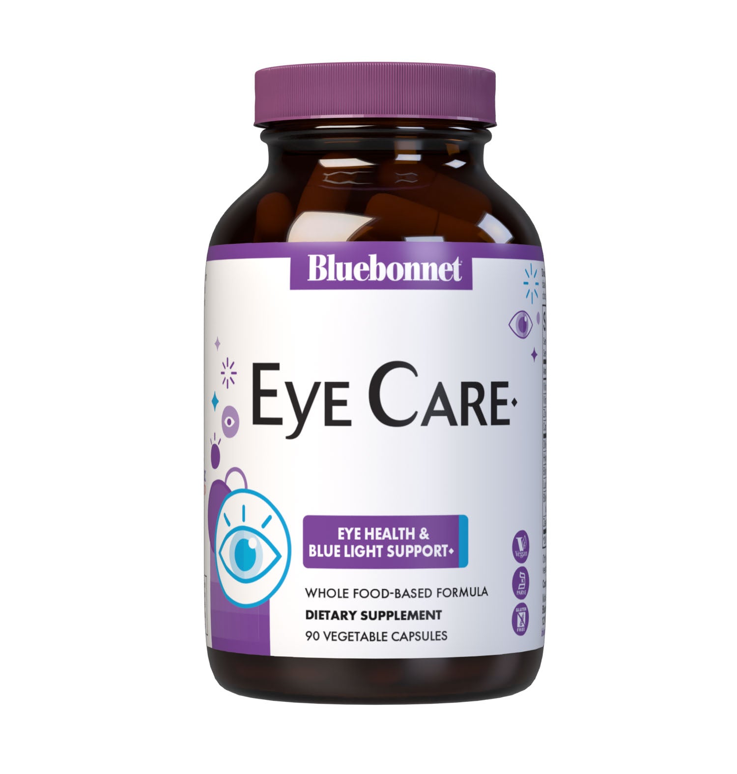 Bluebonnet’s Targeted Choice EyeCare 90 Vegetable Capsules are specially formulated to help protect eyes from blue light (e.g., LED) with the clinically studied nutrients, as well as hyaluronic acid and sustainably harvested or wildcrafted super fruits. Shielding the eyes from photo stress caed by blue light from high tech devices like computer, smartphone and tablet screens mausy improve visual performance and support healthy eyes for years to come. #size_90 count