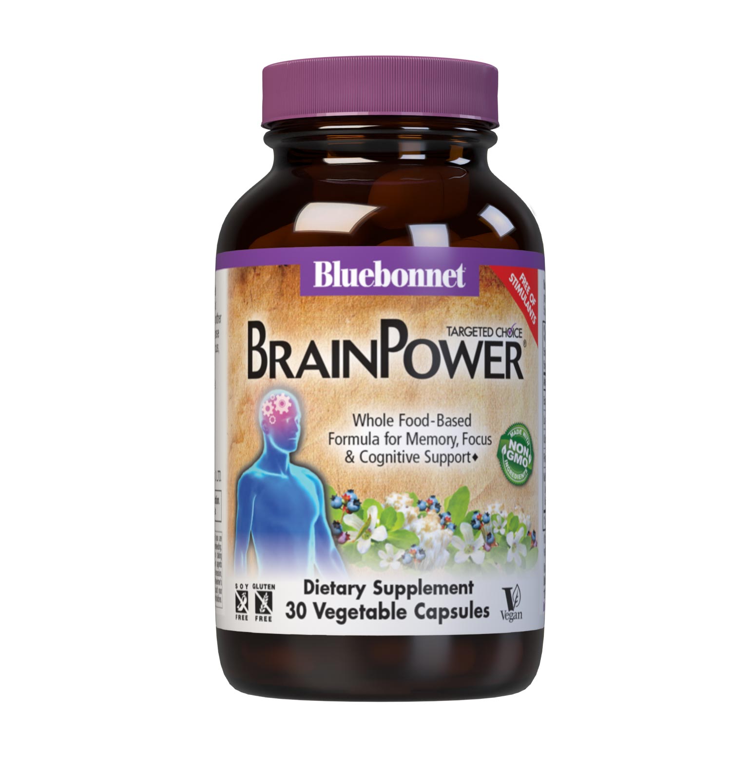 Bluebonnet’s Targeted Choice Brain Power 30 Vegetable Capsules are specially formulated with a unique blend of sustainably harvested or wildcrafted herbal extracts and other neuro-nutrients to help support the brain's proper response to stress and communication between nerve cells. #size_30 count