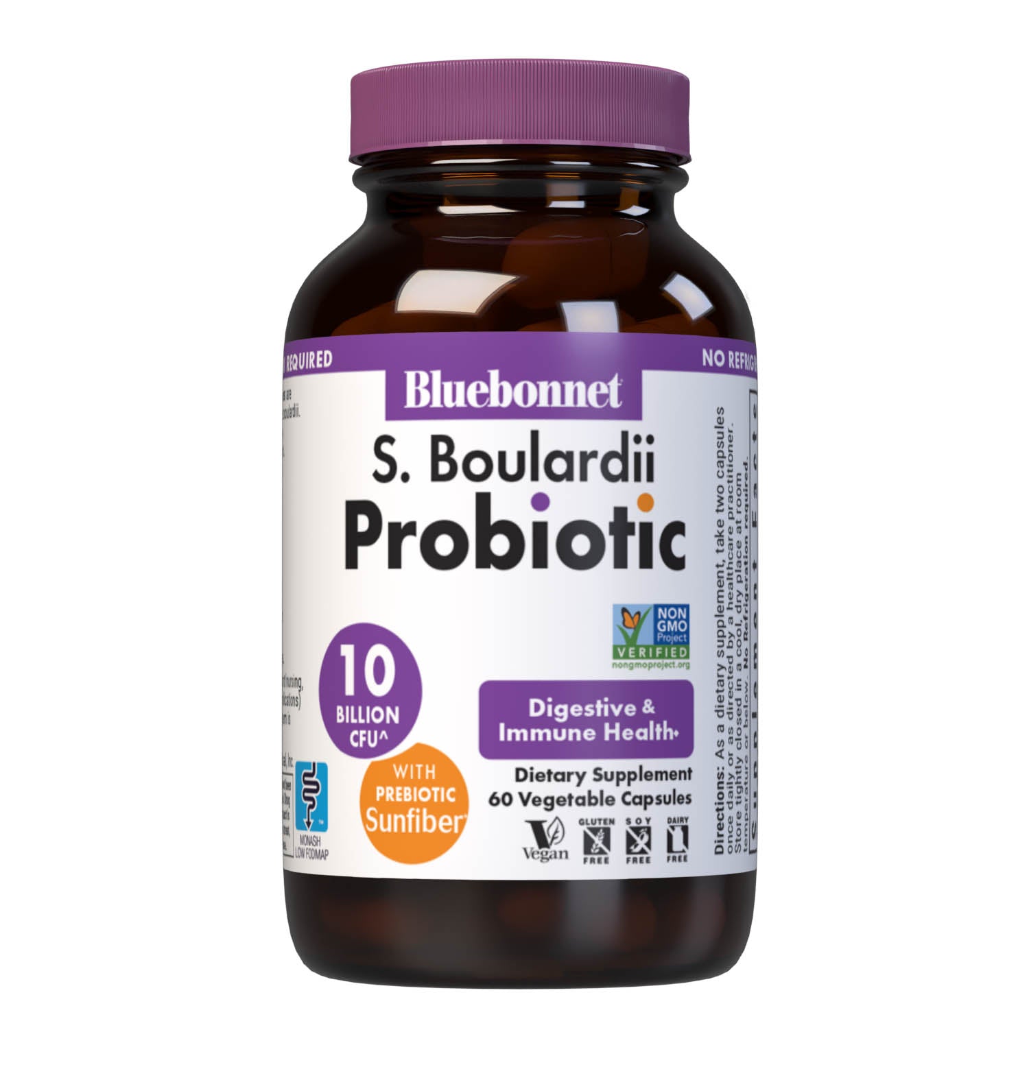 Bluebonnet's S. Boulardii Probiotic vegetable capsules are formulated with yeast-based probiotic saccharomyces boulardii. Saccharomyces boulardii supports a healthy gut flora balance, immune health, and occasional digestive upset. Prebiotic Sunfiber was also incorporated to assist the growth of friendly bacteria in the gut. #size_30 count