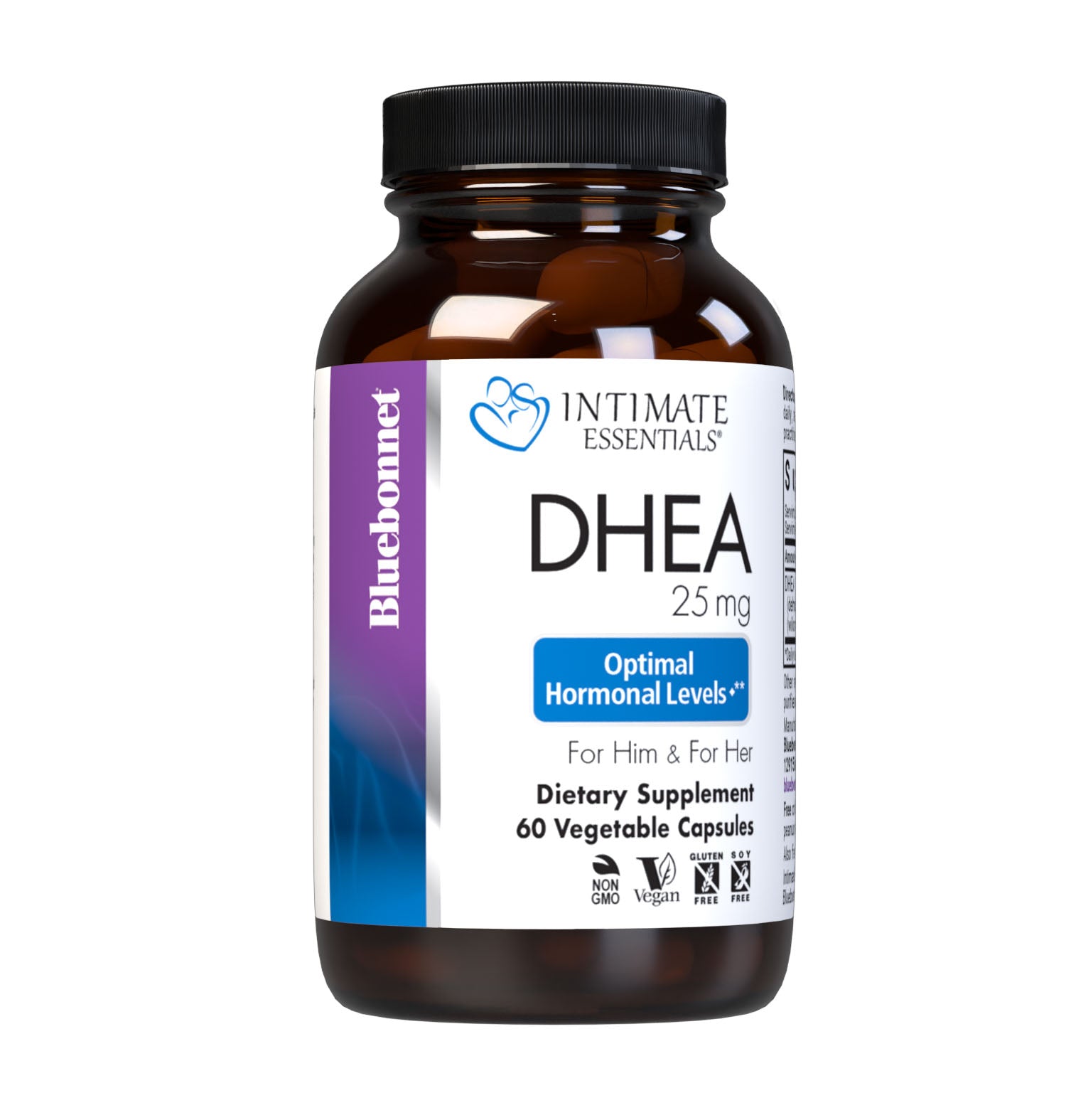 Bluebonnet’s Intimate Essentials DHEA 25 mg Vegetable Capsules derived from wild yams are specially formulated to support DHEA levels within the normal range for healthy sexual and fertility function in both men and women. #size_60 count