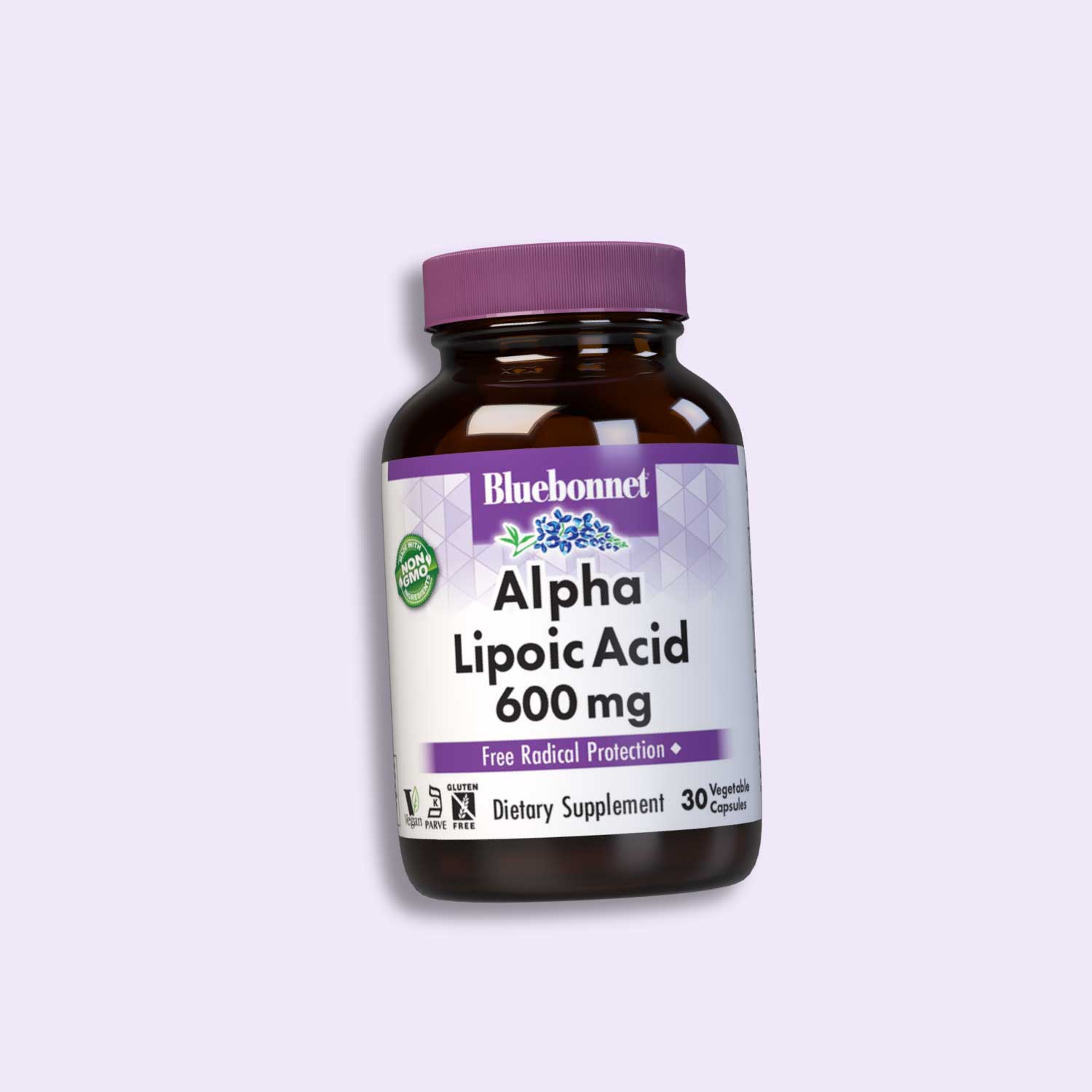 Bluebonnet's Alpha Lipoic Acid 600 mg for free radical protection, dietary supplement, 30 vegetable capsules