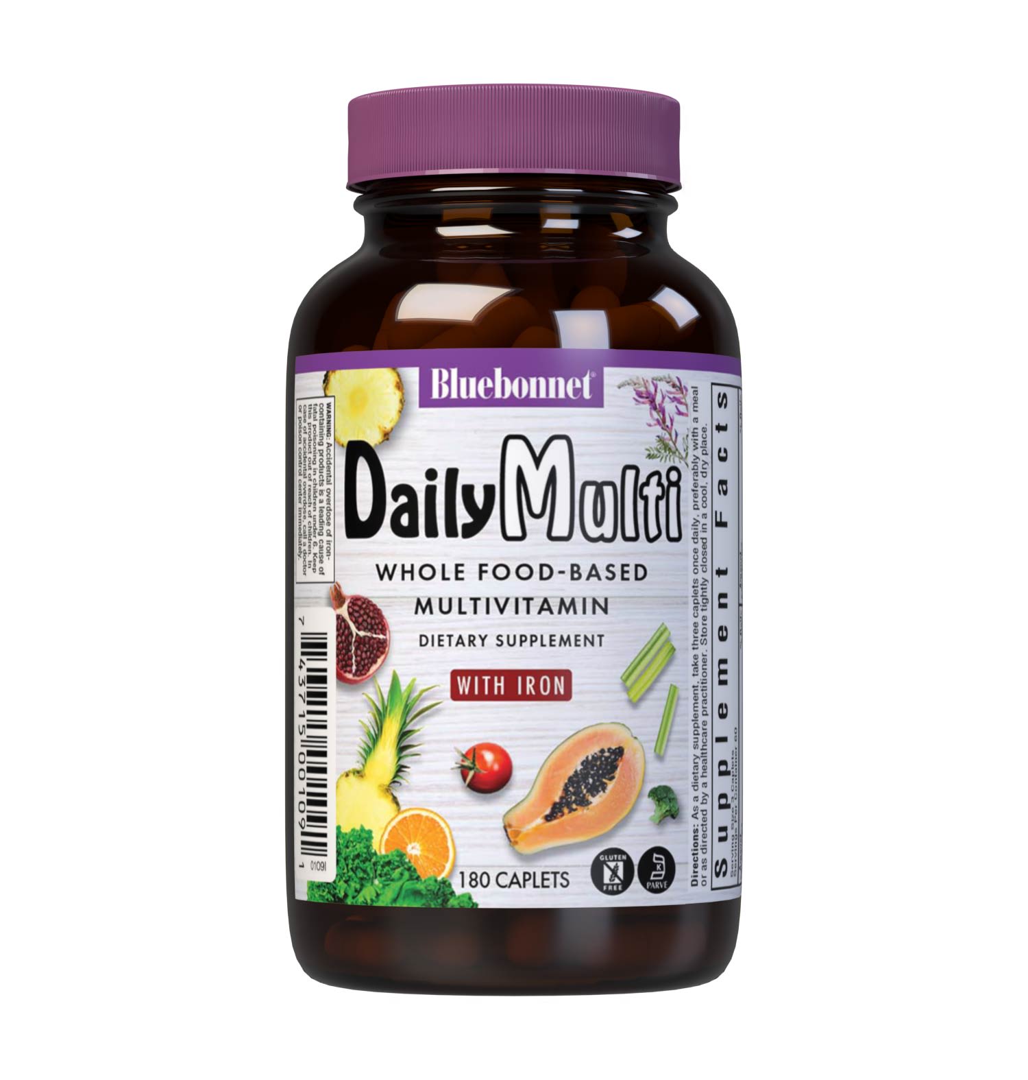 Bluebonnet’s DailyMulti Formula 180 caplets is a whole-food based multivitamin & multimineral dietary supplement that is gluten-free, enriched with super whole food concentrates, as well as providing a perfect blend of plant source nutrients, plant oils, herbs, vitamins, minerals, antioxidants, enzymes and a phytonutrient sprout blend. #size_180 count