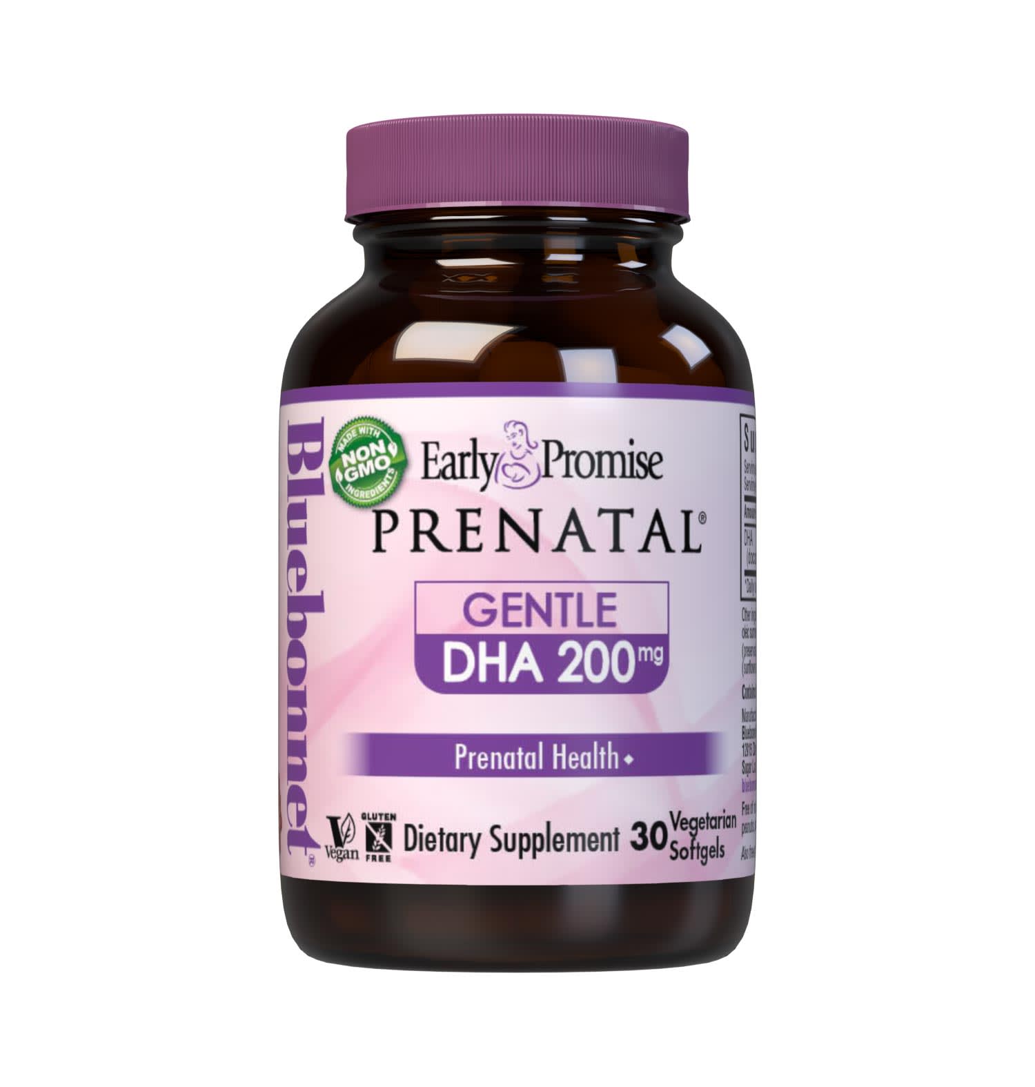 Early Promise Prenatal Gentle DHA 200 mg 30 Vegetarian Softgels are formulated with life'sDHA, a vegetable-based docosahexaenoic acid (DHA) in a triglyceride form derived from marine algae. Life'sDHA™ is the perfect complement to any woman's diet during pregnancy and/or lactation. #size_30 count