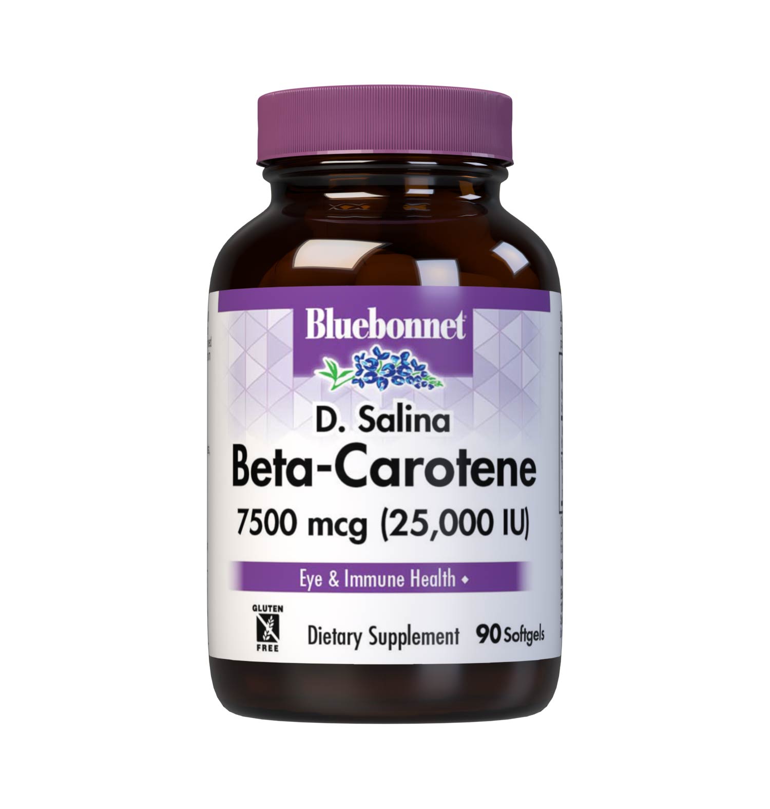 Bluebonnet’s D. Salina Beta-Carotene 25,000 IU (3750 mcg) Softgels are formulated for eye health and immune support with Betatene, a source of beta-carotene along with other mixed carotenoids including alpha-carotene, zeaxanthin, lutein and cryptoxanthin from the algae Dunaliella salina harvested in the crystal clean lakes of Whyalla, Australia. #size_90 count