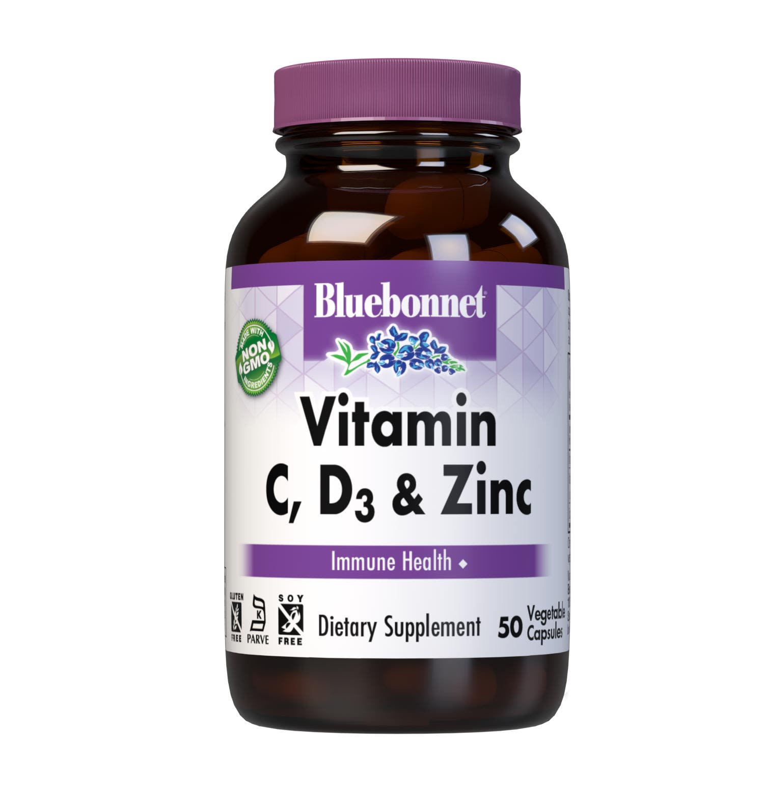 Bluebonnet’s Vitamin C, D3 & Zinc 50 Vegetable Capsules are specially formulated with antioxidants and immune nutrients-vitamin C, vitamin D3 and zinc to support immune health and well being. #size_50 count