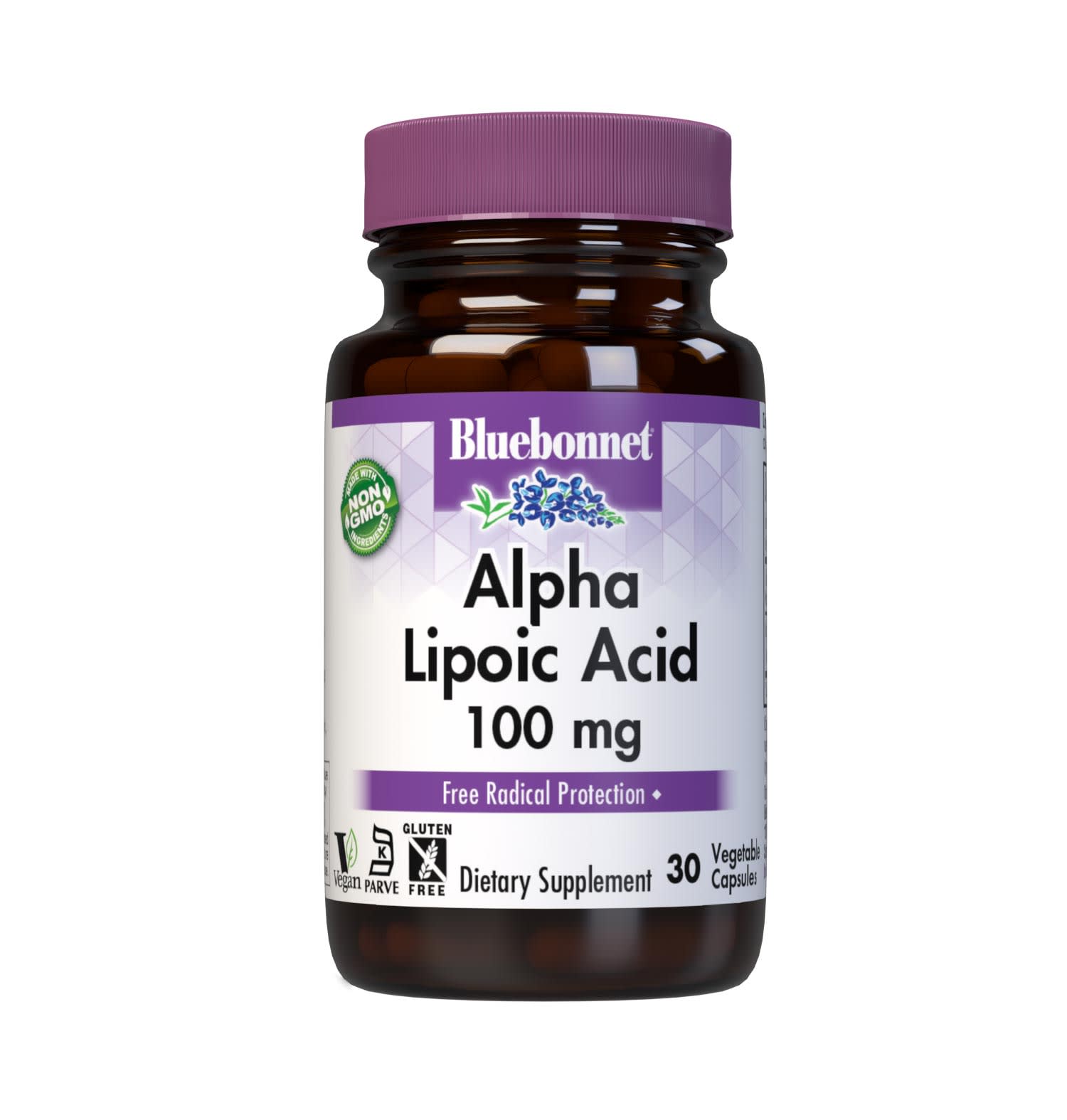 Bluebonnet’s Alpha Lipoic Acid 100 mg 30 Vegetable Capsules are formulated with alpha lipoic acid from thiotic acid. Alpha lipoic acid is a unique fat-soluble and water-soluble nutrient that is known for its free radical scavenger activity. #size_30 count