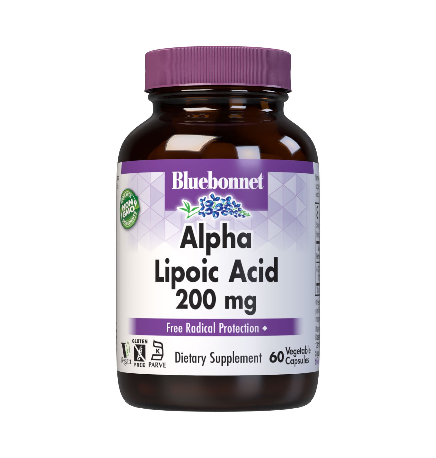 Bluebonnet’s Alpha Lipoic Acid 200 mg 60 Vegetable Capsules are formulated with alpha lipoic acid from thiotic acid. Alpha lipoic acid is a unique antioxidant that is both fat-soluble and water-soluble, and is known for its free radical scavenger activity. #size_60 count