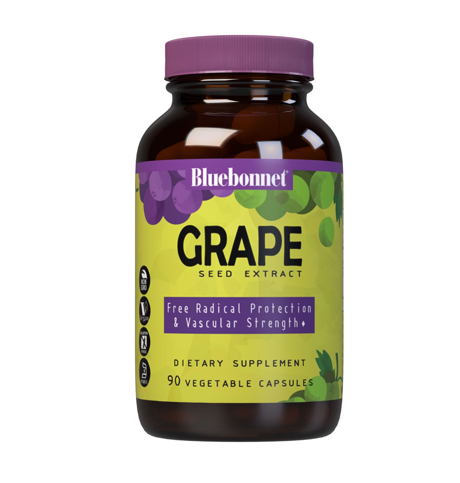 Bluebonnet’s Super Fruit Grape Seed Extract 90 Vegetable Capsules are derived from Champagne grape seeds imported from France. These special grape seeds are turned into an extract known as Leucoselect supplying 100 mg per serving of grape seed extract standardized to 95% total polyphenols including oligomeric proanthocyanidins, monomeric polyphenols and flavonoids. These potent active constituents help support circulatory health and protect against the damaging effects of free radicals. #size_90 count