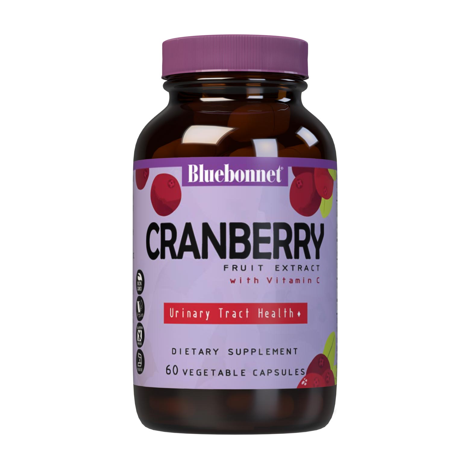 Bluebonnet’s Cranberry Fruit Extract with Vitamin C 60 Vegetable Capsules are Formulated with 500 mg of Cranberry Fruit Extract & 60 mg Identity-Preserved Vitamin C to help support urinary tract health. #size_60 count