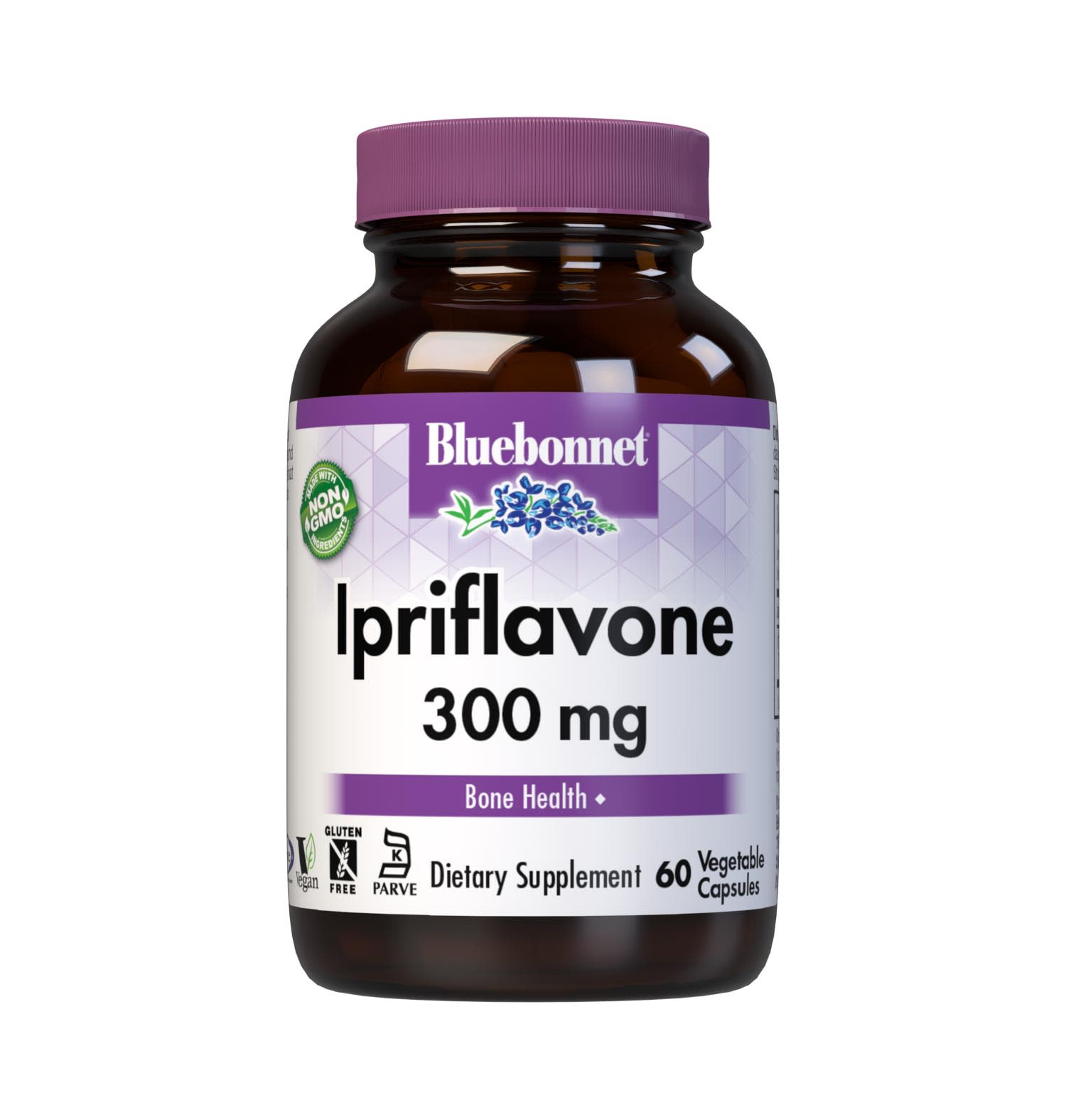 Bluebonnet’s Ipriflavone 300 mg 60 Vegetable Capsules are formulated with a concentrated source of patented and clinically studied Ostivone (ipriflavone), an isoflavone that supports a proper balance between bone formation and bone breakdown, aiding in overall bone health. #size_60 count