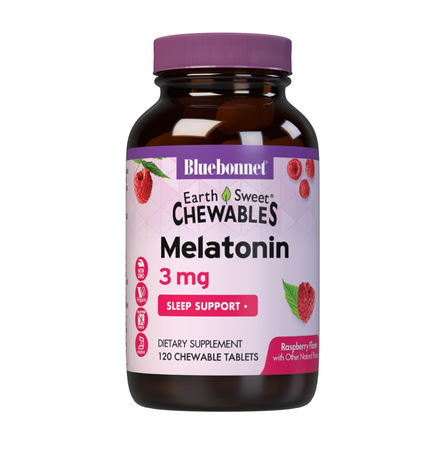 Bluebonnet’s EarthSweet Chewables Melatonin 3 mg 120 Tablets help to minimize occasional sleeplessness for those affected by disturbed sleep/wake cycles, such as those traveling across multiple time zones. This product is sweetened with EarthSweet, a proprietary mix of juice concentrates and cane crystals. #size_120 count