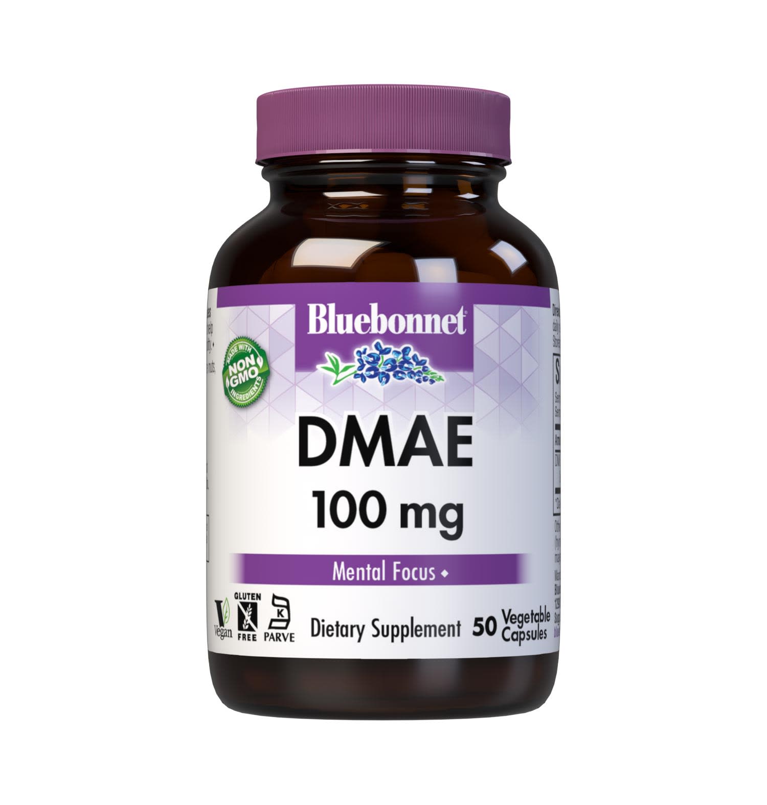 Bluebonnet’s DMAE 100 mg 50 Vegetable Capsules are formulated with 2-dimethylaminoethanol bitartrate to help support learning, memory, mental focus, and clarity. #size_50 count