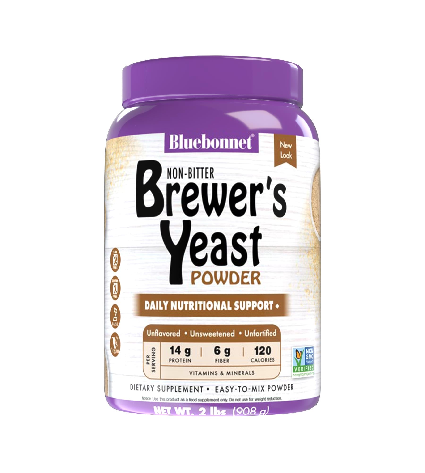 Bluebonnet’s Super Earth® Brewer’s Yeast Powder is formulated with a select strain of Saccharomyces cerevisiae that is carefully grown on certified non-GMO sugar beet molasses instead of the typical grain-derived brewer’s yeast that is recovered from the beer-brewing process.  #size_2 lb