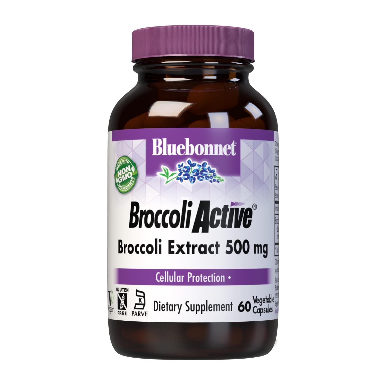 Bluebonnet’s Broccoli Active 500 mg 60 Vegetable Capsules are formulated with sulforaphane glucosinolates from the broccoli plant, sprouts and seeds, which provide powerful cellular protective benefits. #size_60 count
