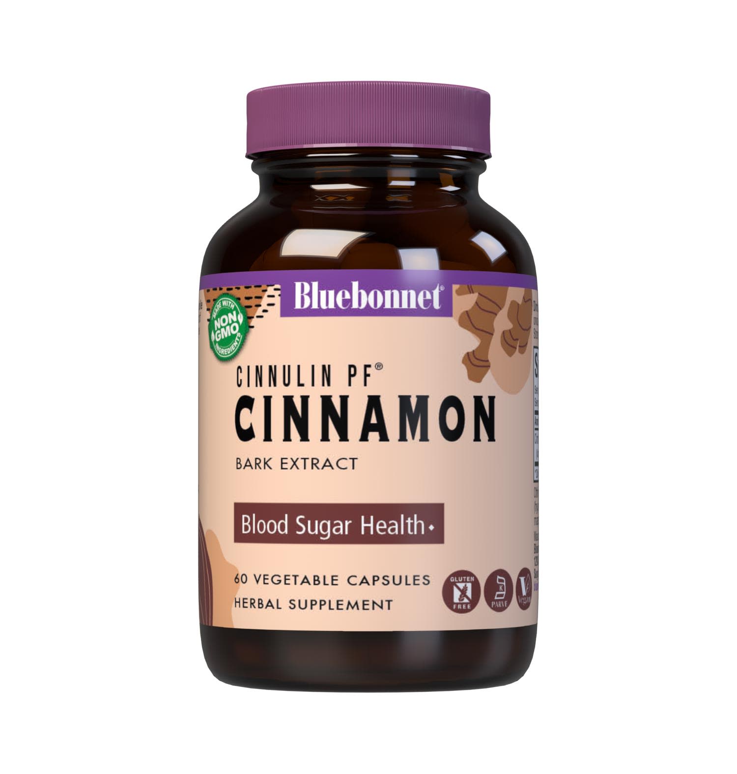 Bluebonnet’s Cinnulin PF Cinnamon Bark Extract 60 Vegetable Capsules contain a water-soluble extract that is carefully produced by a clean and gentle water-based extraction method is employed to capture and preserve cinnamon’s most valuable components while eliminating toxic compounds typically found in whole cinnamon and fat-soluble cinnamon extracts. Cinnamon may help to support healthy blood sugar levels already within normal range. #size_60 count