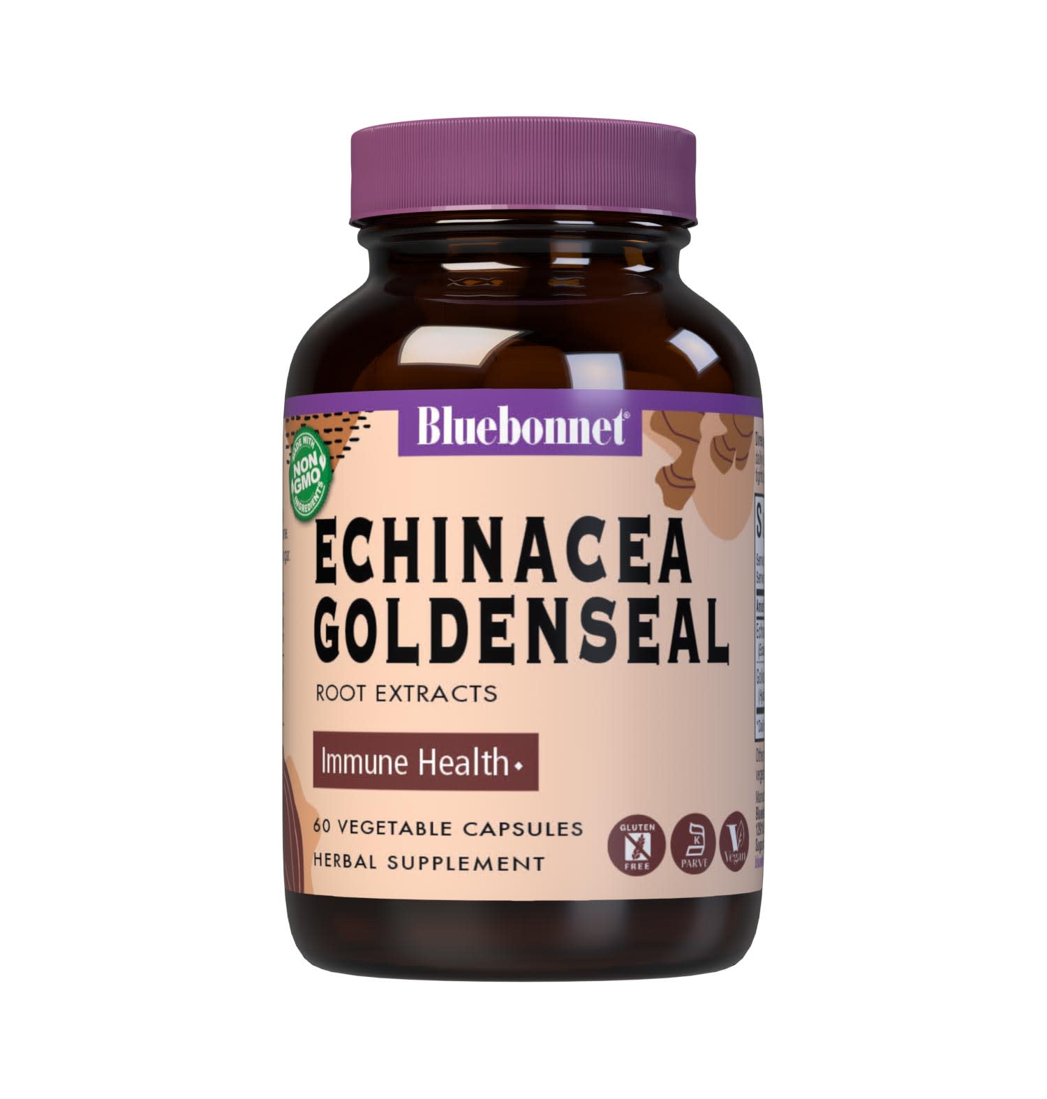 Bluebonnet’s Echinacea Goldenseal Root Extract 60 Vegetable Capsules contain a standardized extract of echinacosides and alkaloids, the most researched active constituents found in echinacea and goldenseal, respectively. A clean and gentle water-based extraction method is employed to capture and preserve both echinacea and goldenseal’s most valuable components. #size_60 count