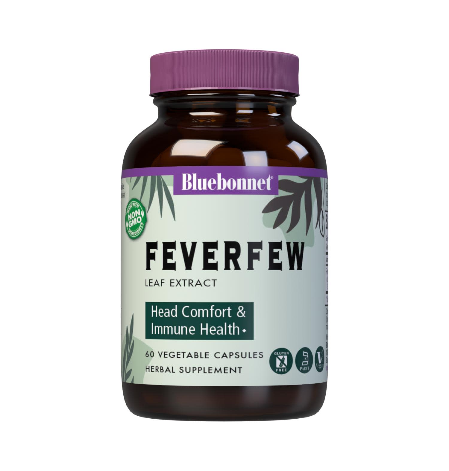 Bluebonnet’s Feverfew Leaf Extract 60 Vegetable Capsules provide a standardized extract of parthenolides, the most researched active constituents found in feverfew. A clean and gentle water-based extraction method is employed to capture and preserve feverfew’s most valuable components. #size_60 count
