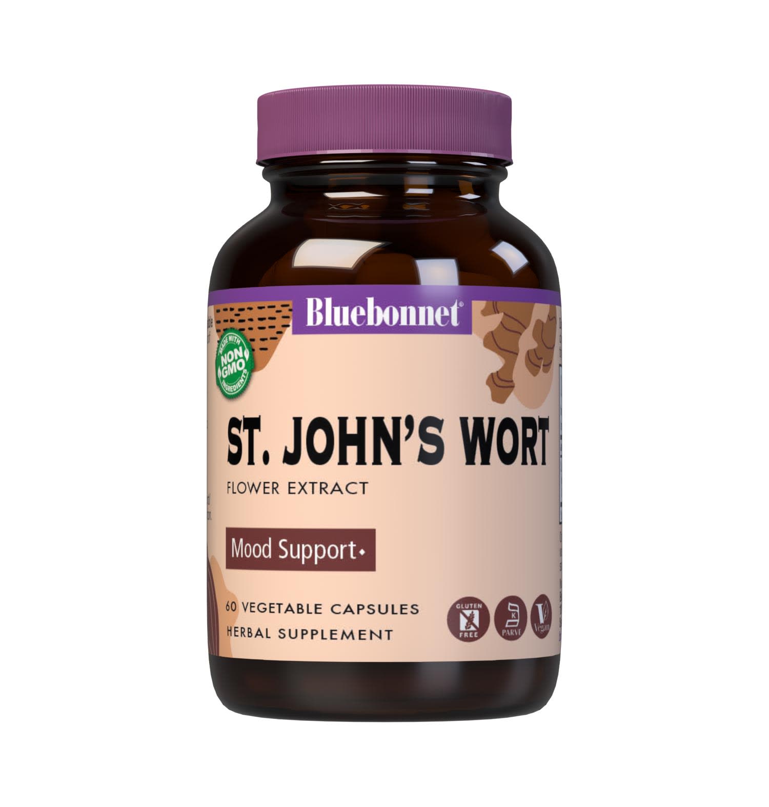 Bluebonnet’s St. John’s Wort Flower Extract 60 Vegetable Capsules provide a standardized extract of hypericin, the most researched active constituent found in St. John’s Wort. A clean and gentle water-based extraction method is employed to capture and preserve St. John’s Wort’s most valuable components. #size_60 count