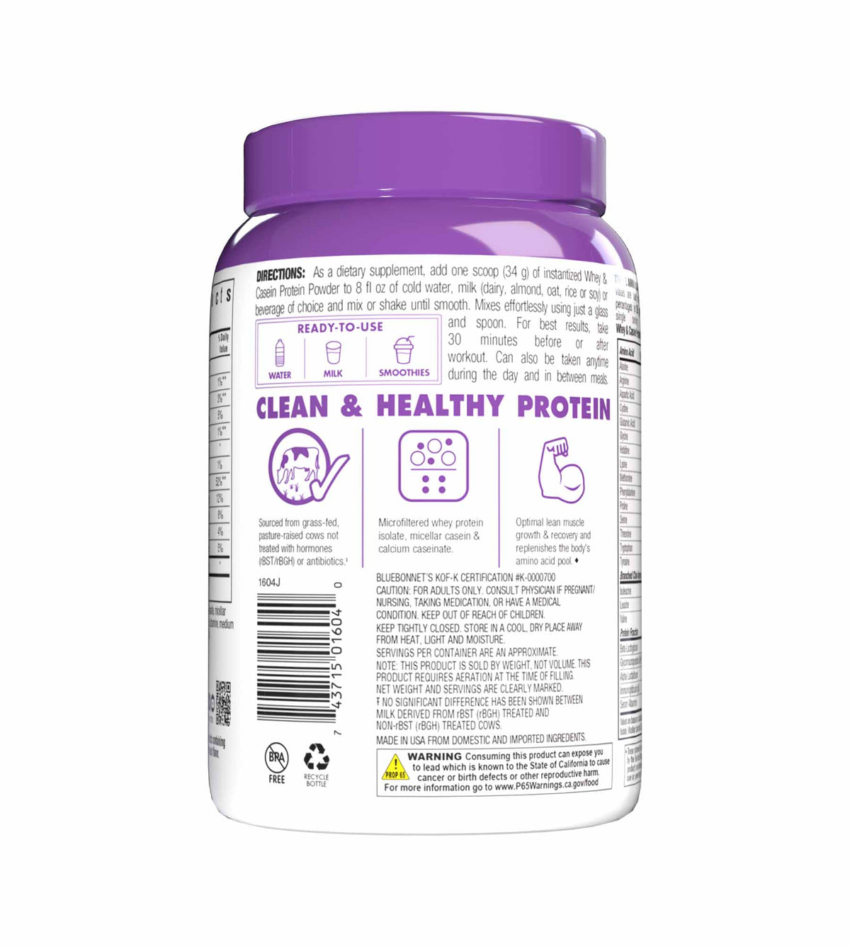 WHEY & CASEIN PROTEIN POWDER French Vanilla Flavor