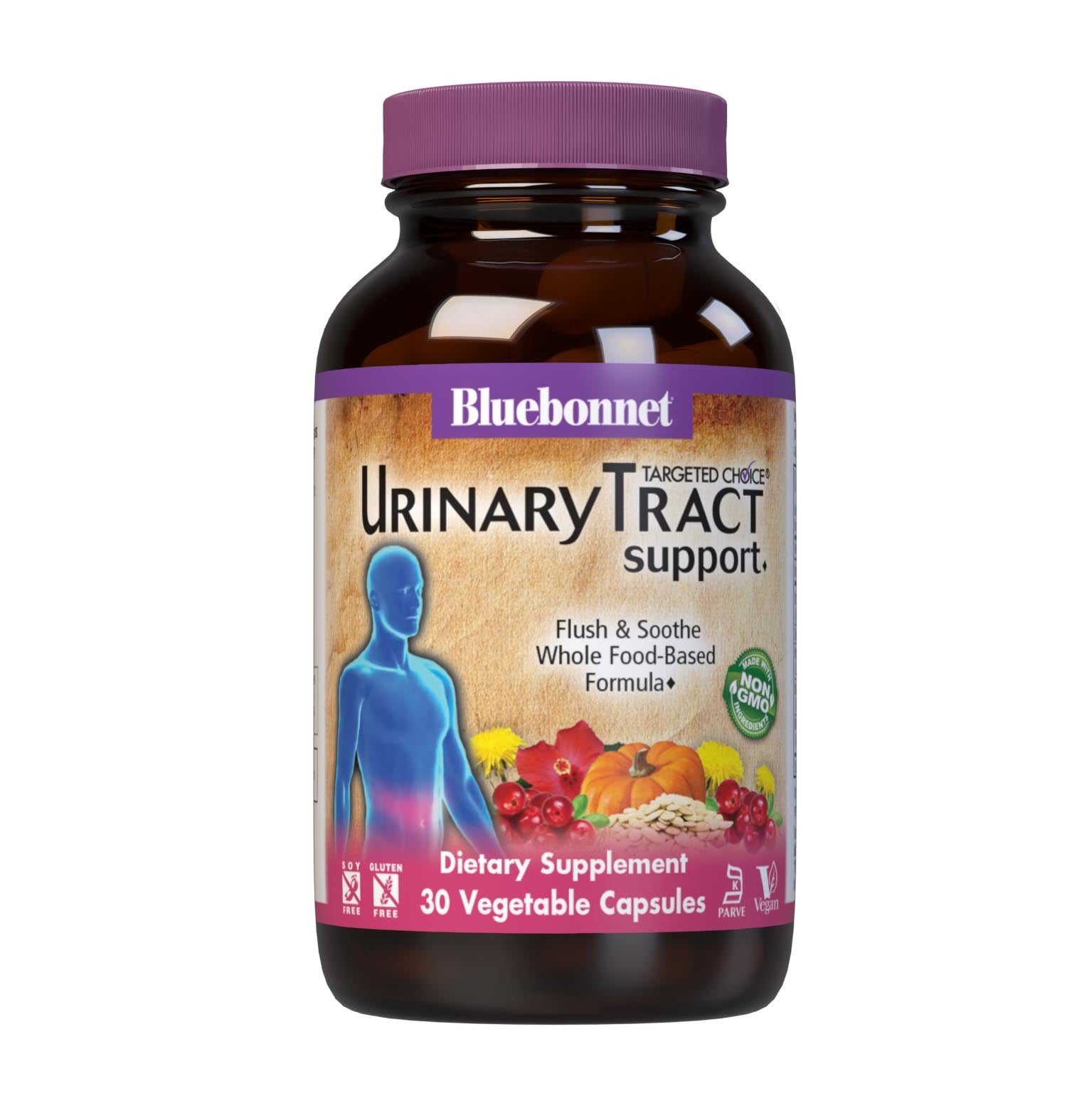 Bluebonnet’s Targeted Choice Urinary Tract Support Capsules are specially formulated with a blend of D-mannose, cranberry fruit extract and identity-preserved (IP) vitamin C along with complementary, sustainably harvested or wildcrafted herbs and botanicals. This soothing maintenance formula helps support a healthy urinary tract by flushing waste from the system and providing a nourishing environment for healthy flora to thrive. #size_30 count
