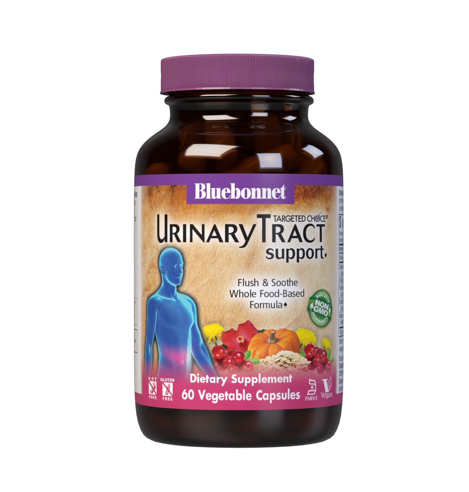 Bluebonnet’s Targeted Choice Urinary Tract Support Capsules are specially formulated with a blend of D-mannose, cranberry fruit extract and identity-preserved (IP) vitamin C along with complementary, sustainably harvested or wildcrafted herbs and botanicals. This soothing maintenance formula helps support a healthy urinary tract by flushing waste from the system and providing a nourishing environment for healthy flora to thrive. #size_60 count