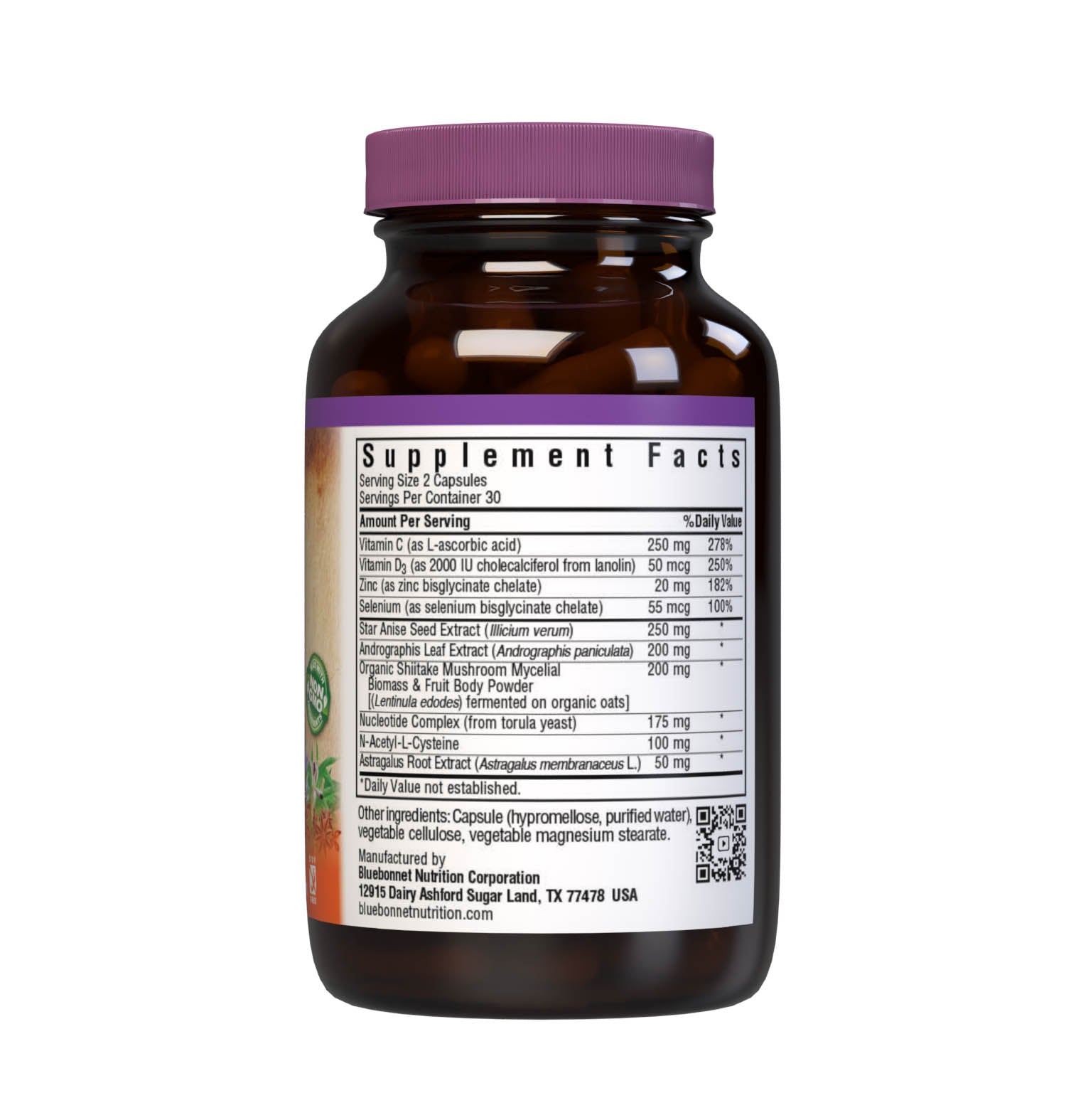 Bluebonnet’s Targeted Choice Immune Support 60 Vegetable Capsules are specially formulated to support immune function and antioxidant protection with a unique combination of vitamins, minerals and immune-boosting nutrients for optimal wellness. Supplement facts panel. #size_60 count