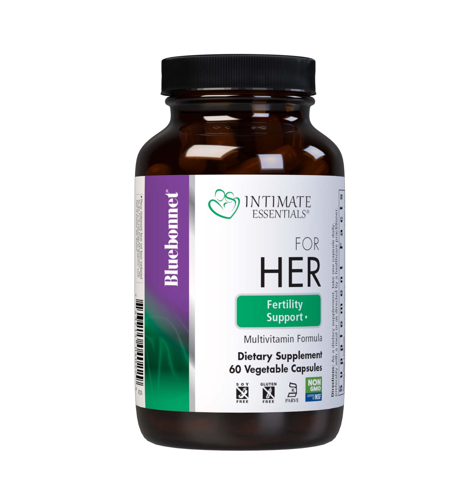 Bluebonnet’s Intimate Essentials Fertility For HER Whole Food-Based Multiple 60 Vegetable Capsules are specially formulated to help support a woman’s optimal reproductive health and wellness with a complementary combination of vitamins, minerals and botanicals. #size_60 count